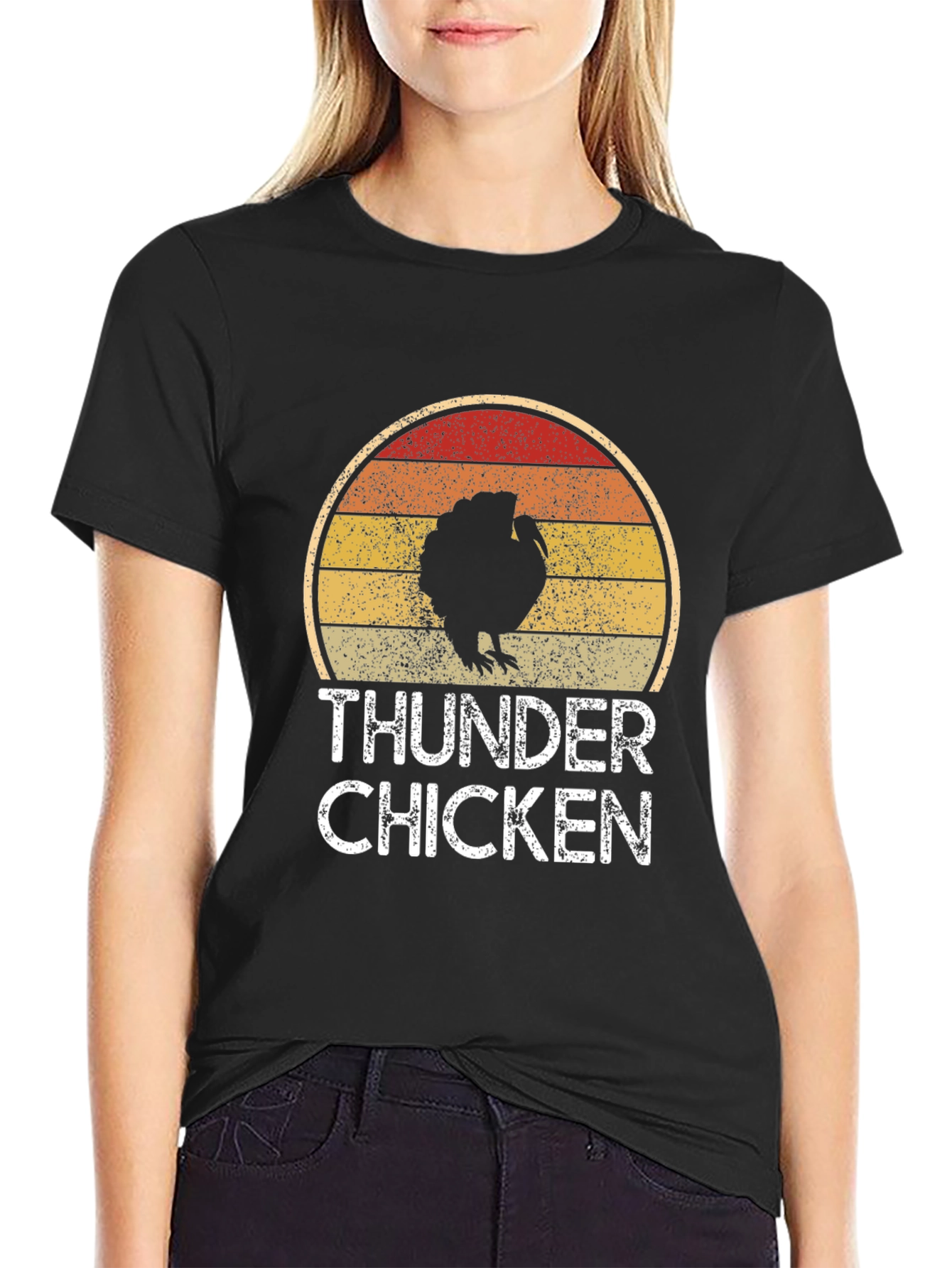 Black Thunder Chicken T-Shirt - Retro Turkey Design view 2