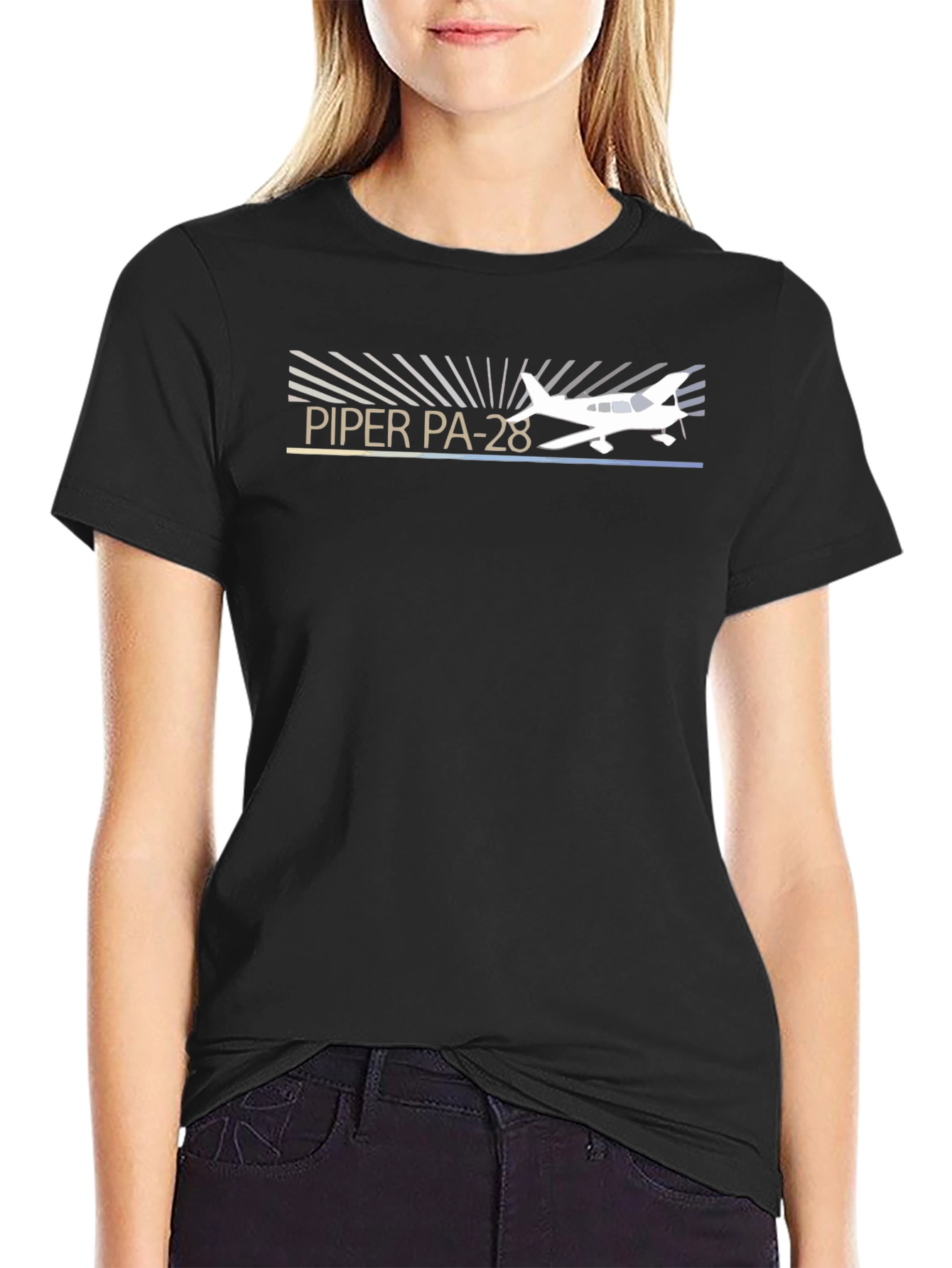 Black Piper PA-28 Airplane Graphic T-Shirt view 2
