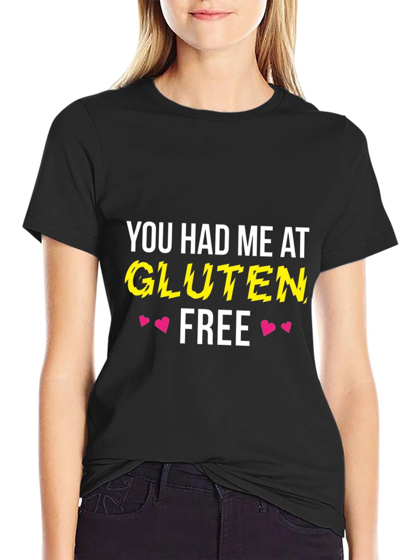 Black Gluten Free T-Shirt - You Had Me At... Funny Tee view 2