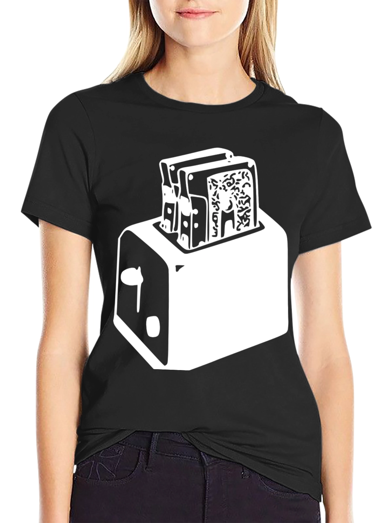 Black Toaster Graphic Tee - Crisp Black Cotton Blend view 2
