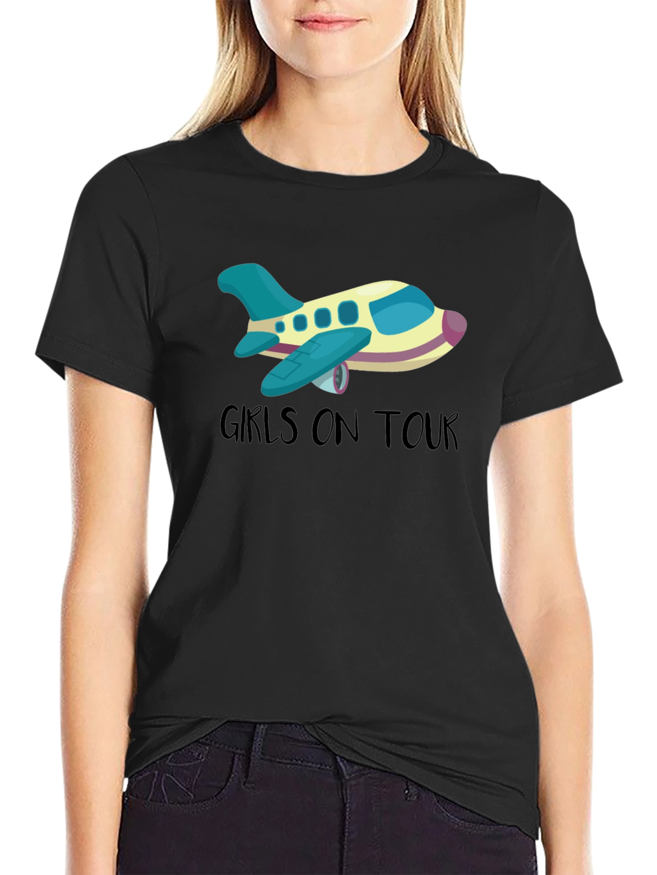 Black Girls On Tour T-Shirt - Airplane Design view 2