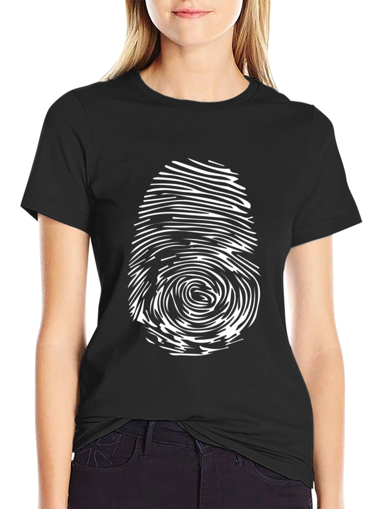 Black Fingerprint Graphic T-Shirt - Black view 2