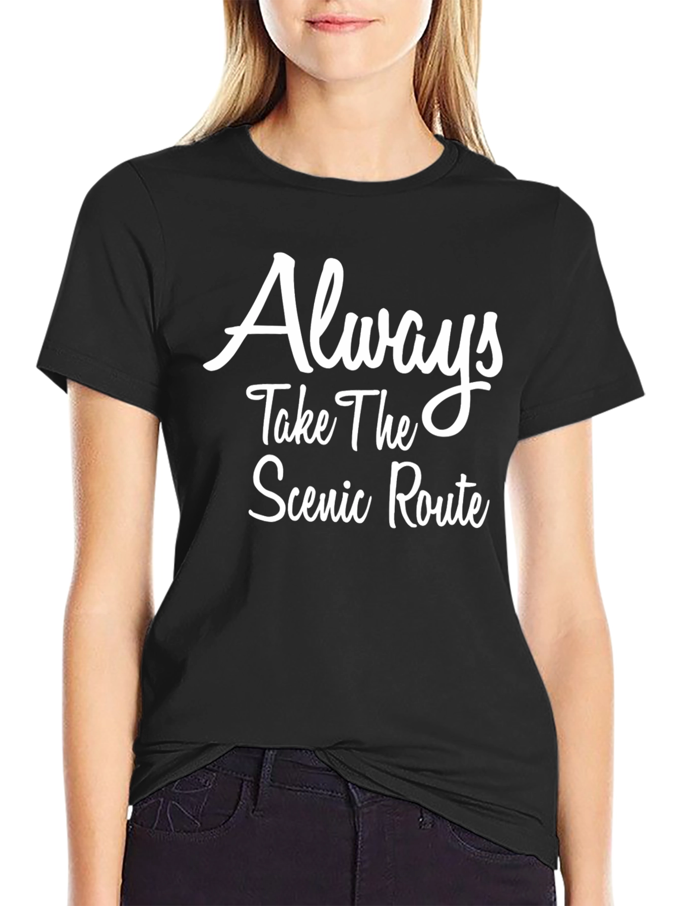 Scenic Route Black T-Shirt - Inspirational Graphic Tee - 2