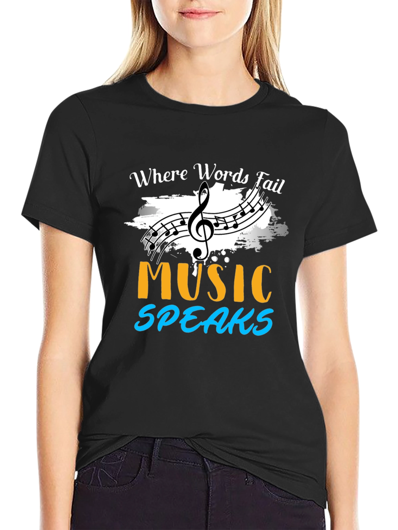 Black Music Speaks Graphic T-Shirt - Where Words Fail Design view 2