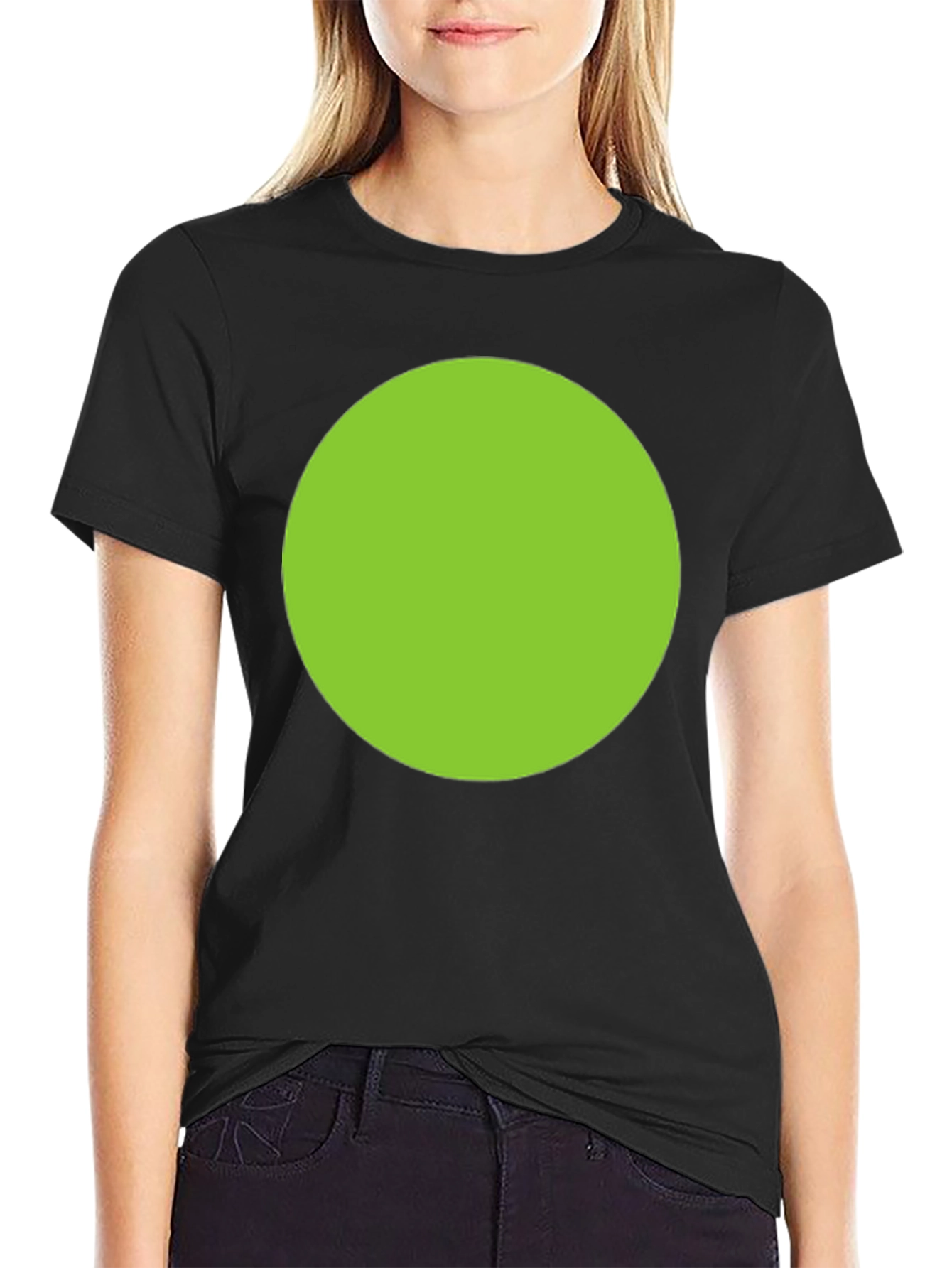 Black Men's Black T-Shirt with Green Circle Design view 2