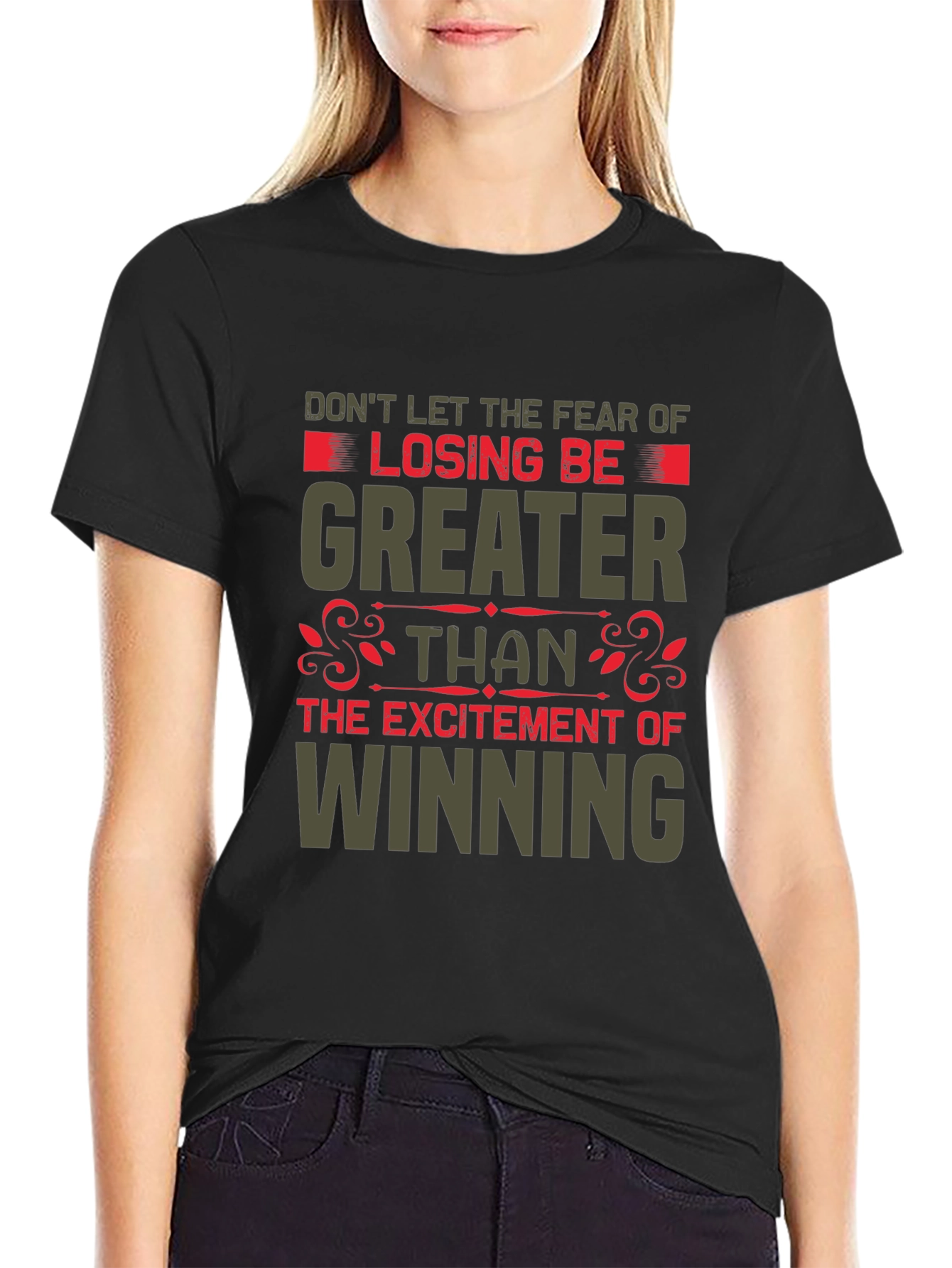 Black Motivational Graphic Tee - Don't Fear Losing view 2