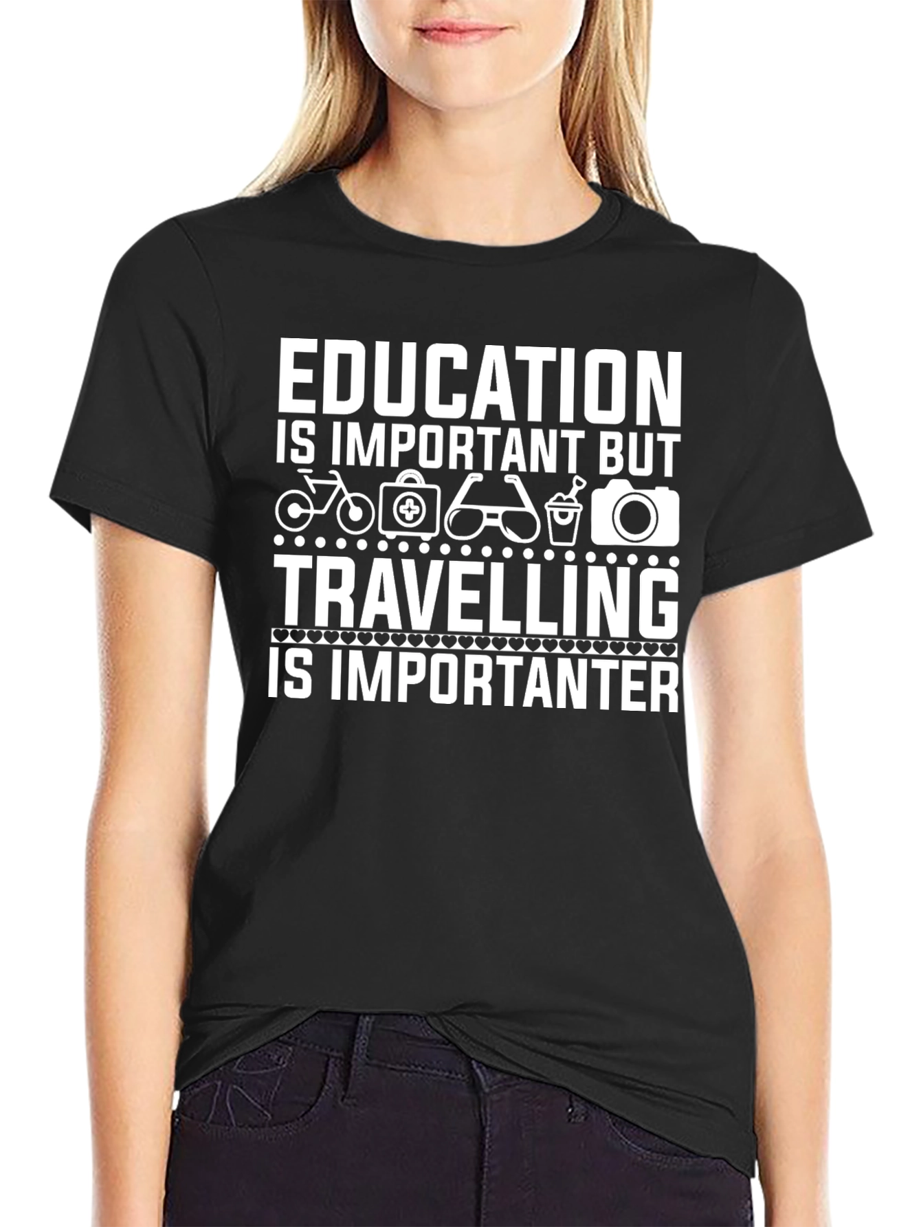 Black Education Vs. Traveling T-Shirt view 2