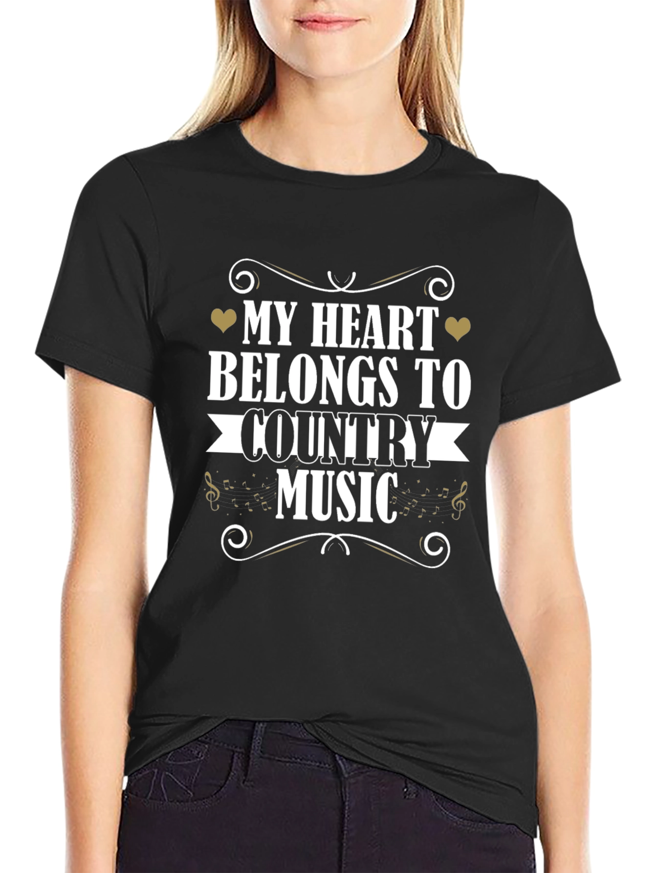 Black Country Music Heart T-Shirt view 2