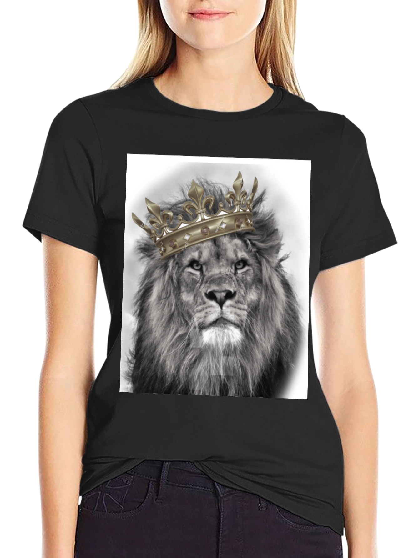 Black Lion King Graphic Tee - Black Cotton T-Shirt view 2