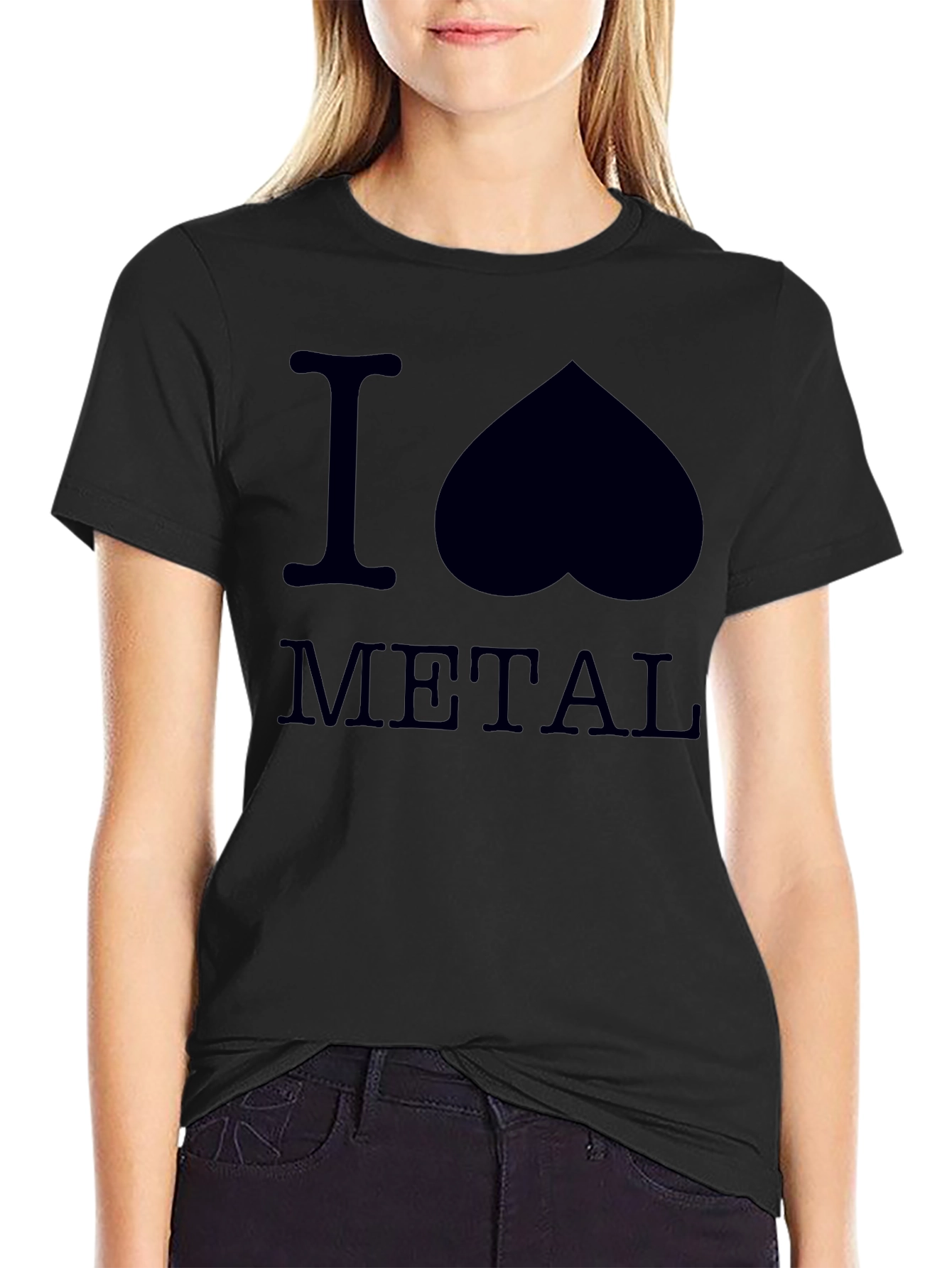 Black I Heart Metal Graphic Tee - Black view 2