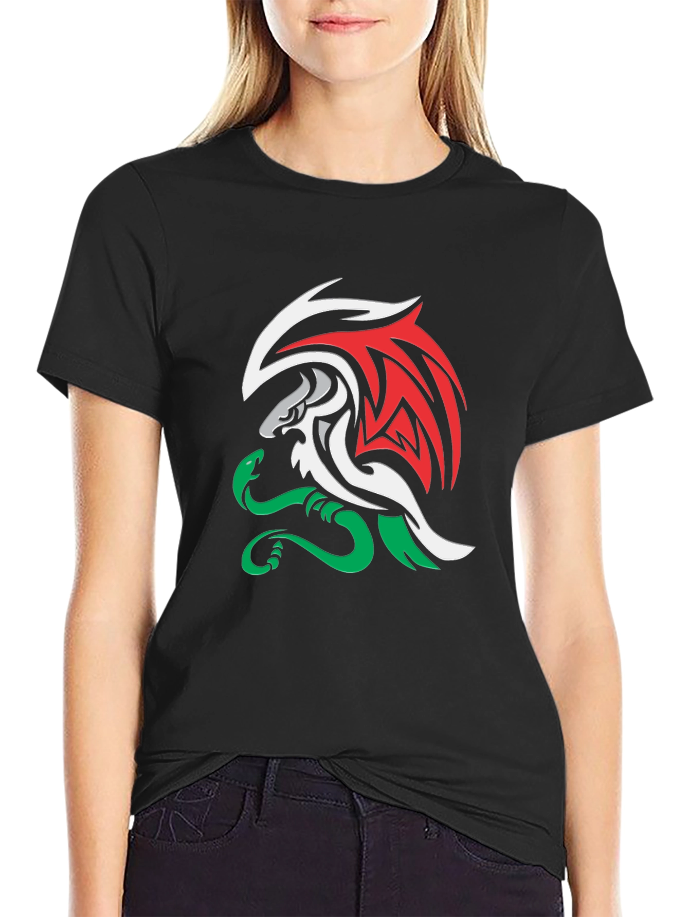 Black Dragon & Snake Graphic T-Shirt - Black view 2