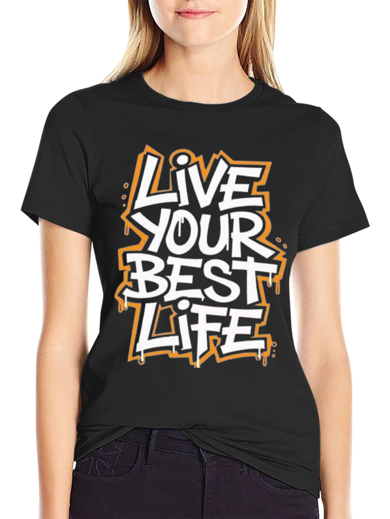 Black Live Your Best Life Graphic Tee - Black view 2