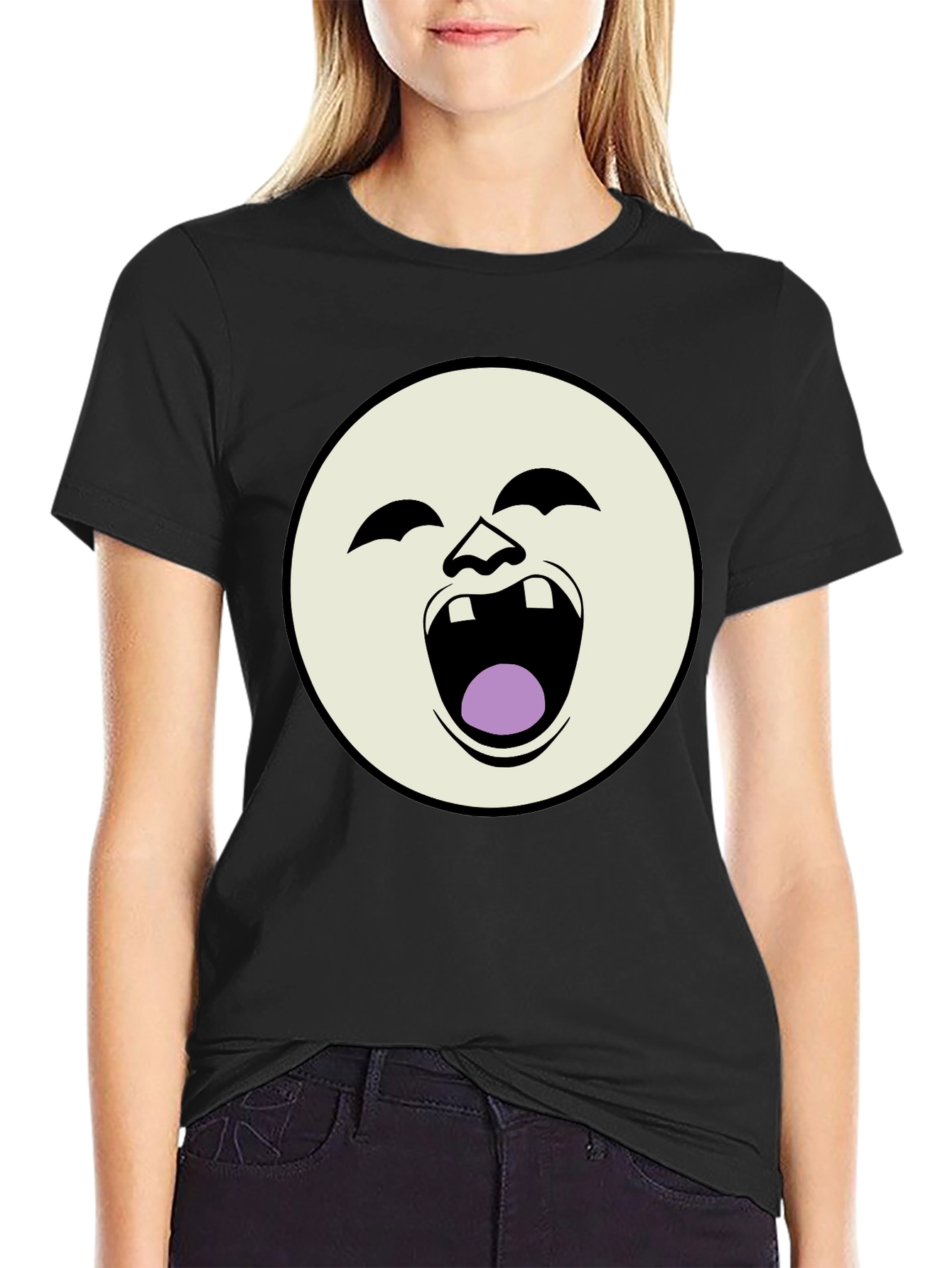 Black Laughing Face Graphic Black T-Shirt view 2