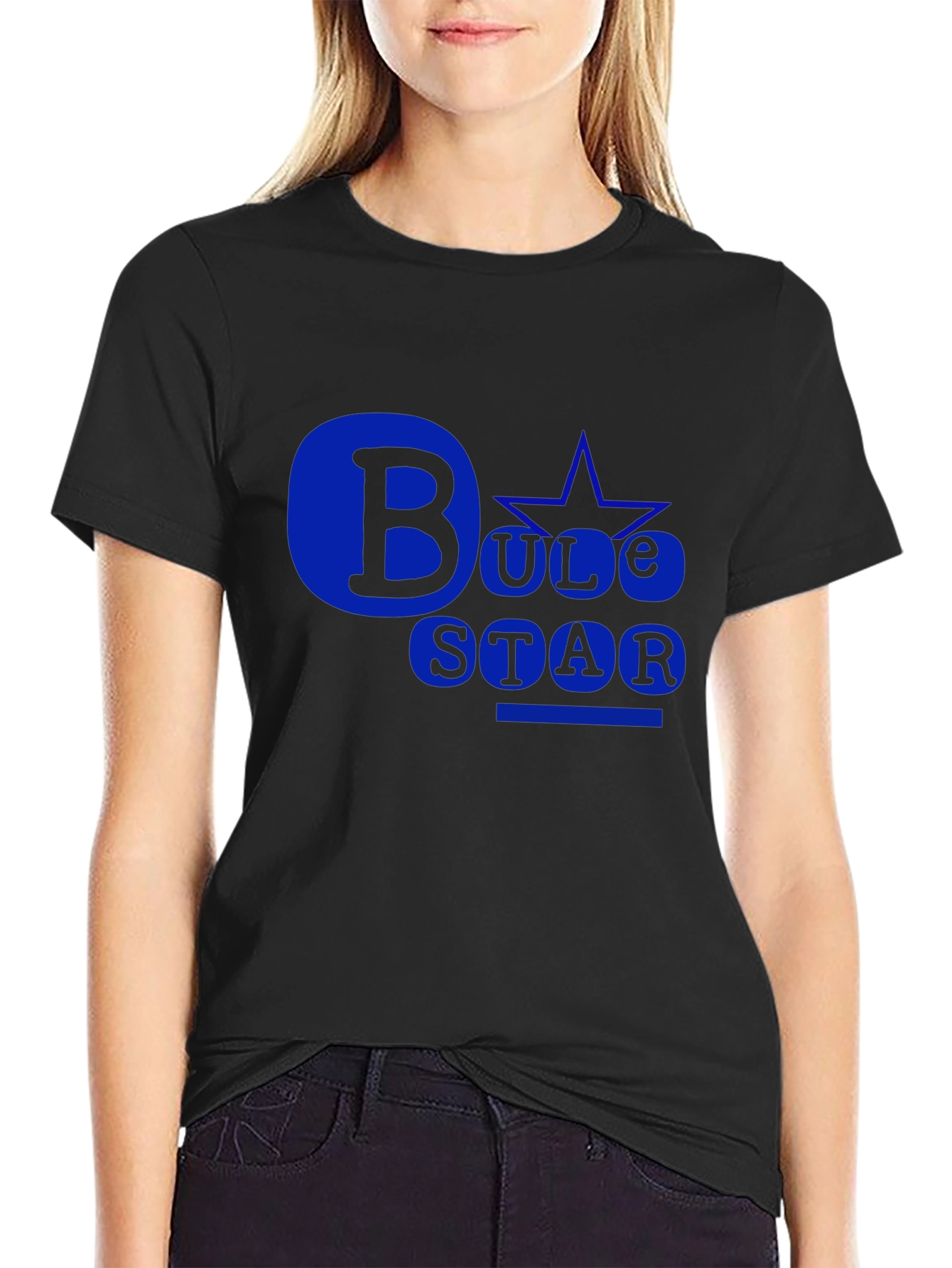 Black Bule Star Black T-Shirt: Bold Design view 2