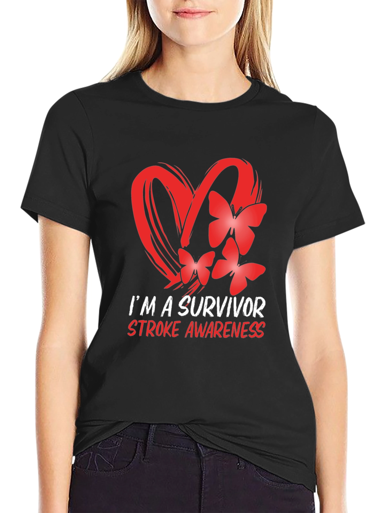 Black Stroke Awareness Survivor T-Shirt view 2