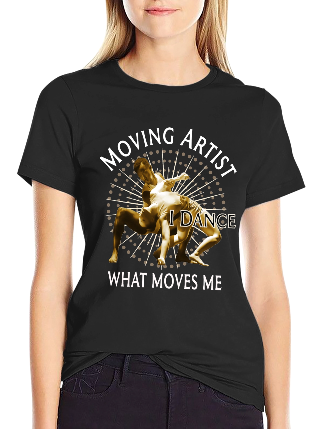 Black Moving Artist Dance T-Shirt - Unique Design view 2