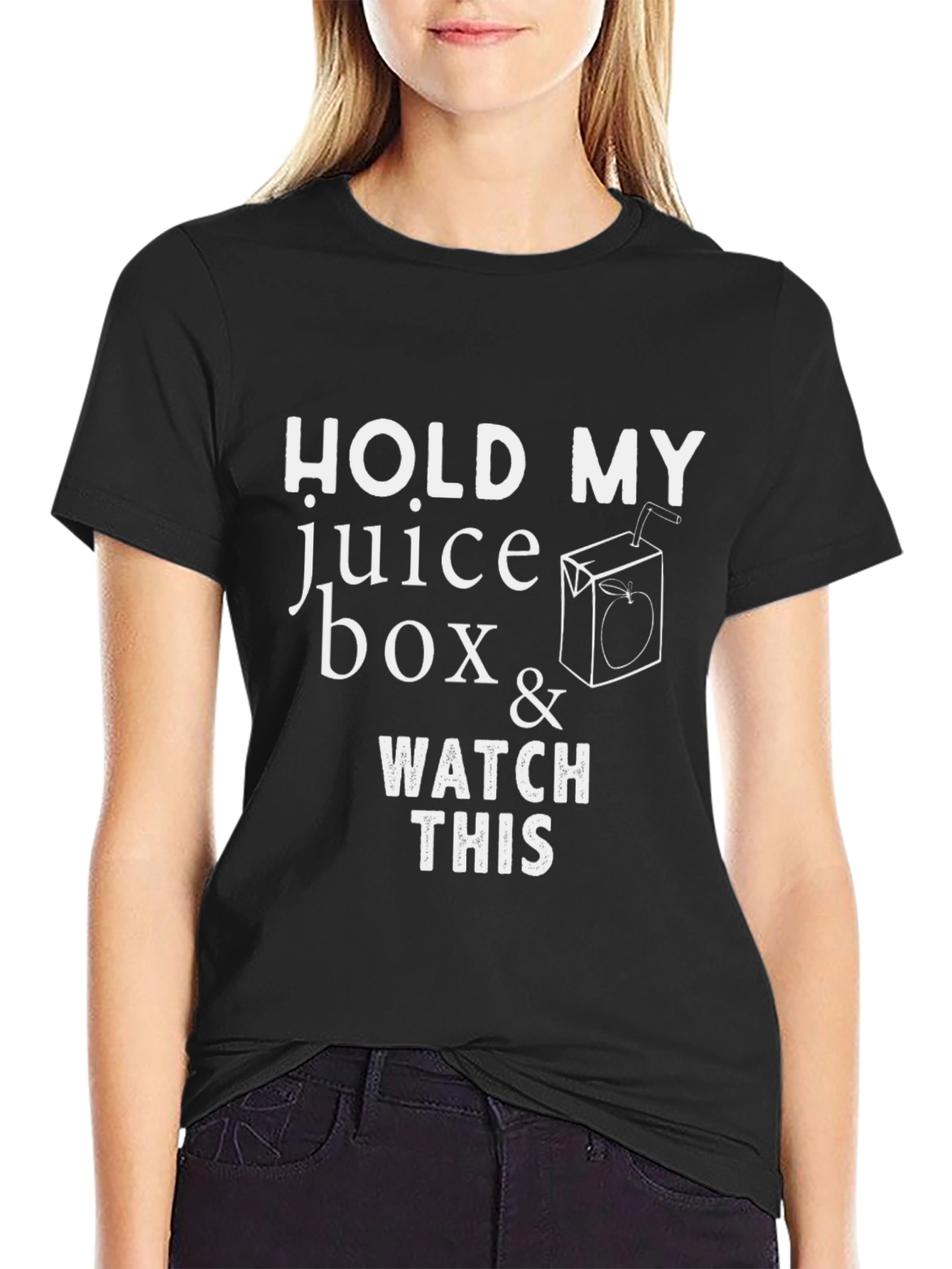 Black Hold My Juice Box Funny Graphic Tee view 2