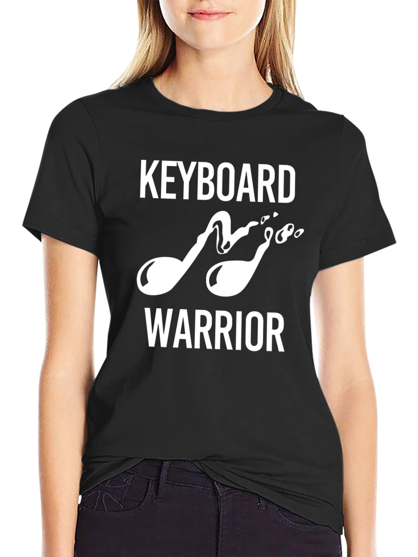 Black Keyboard Warrior T-Shirt - Music Lover Tee view 2