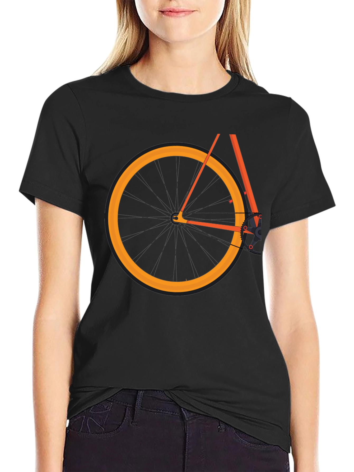 Black Black Bicycle Graphic Tee - Casual Cotton Blend T-Shirt view 2