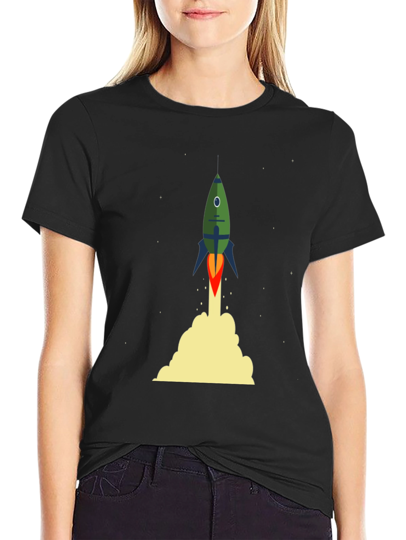 Black Rocket Launch Black T-Shirt - Space Adventure view 2