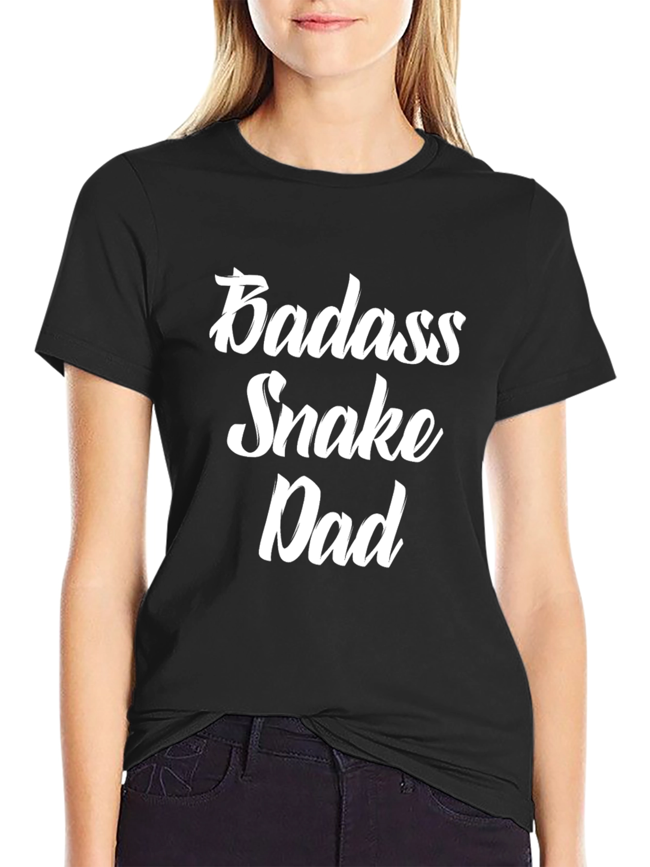 Black Badass Snake Dad T-Shirt view 2