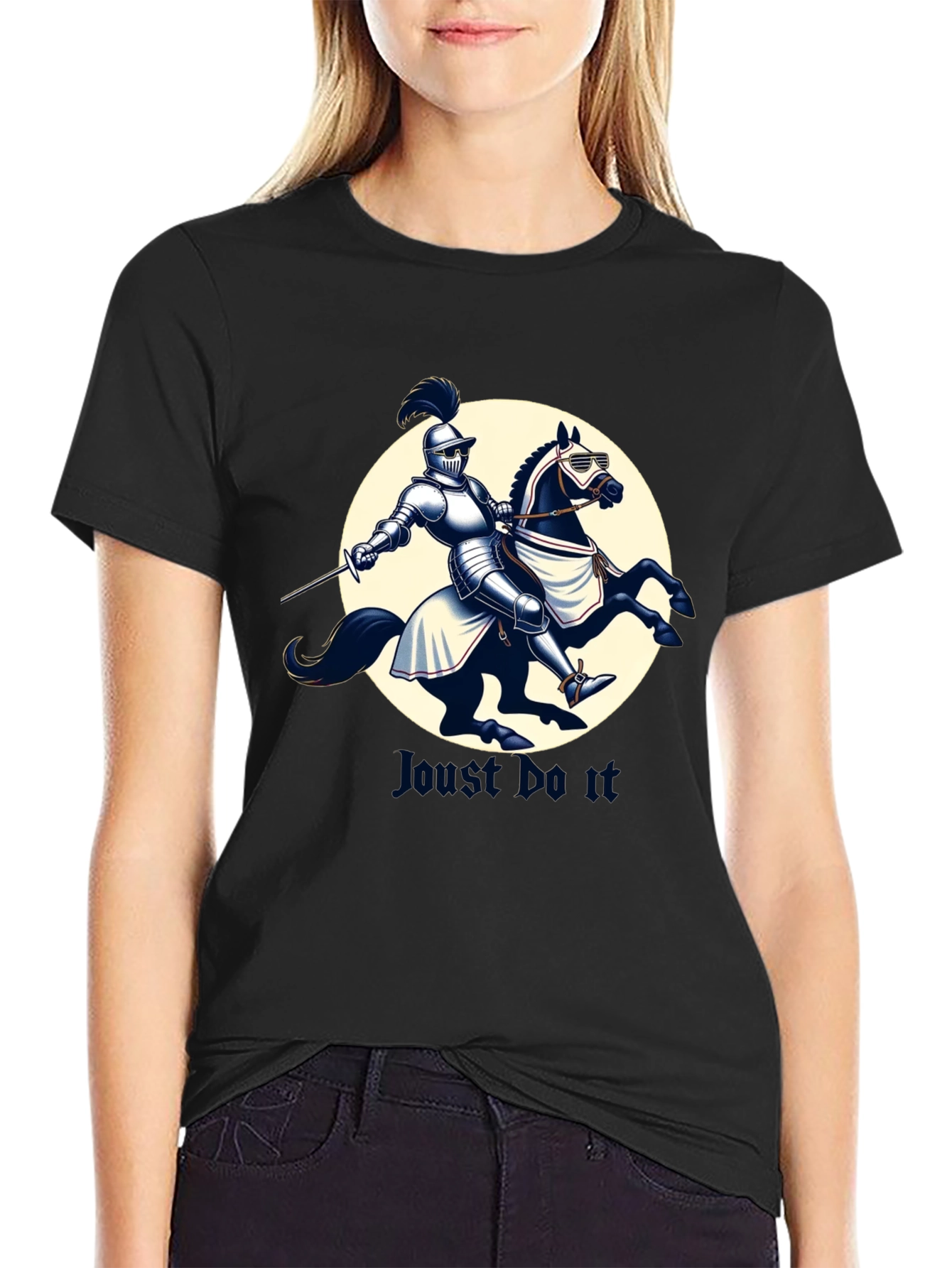 Black Joust Do It - Knight & Horse Graphic Tee view 2