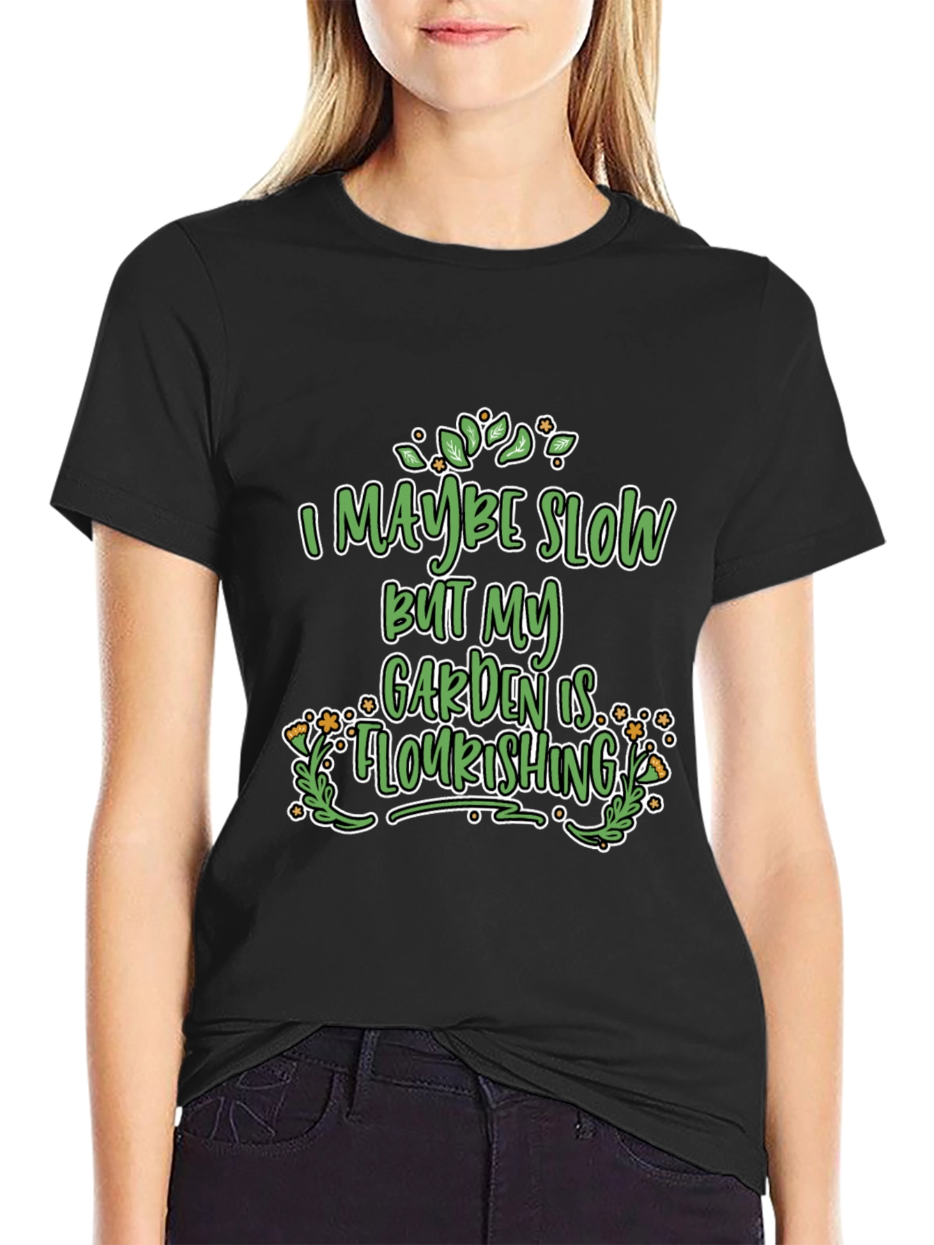 Black Funny Gardener T-Shirt - Garden is Flourishing view 2