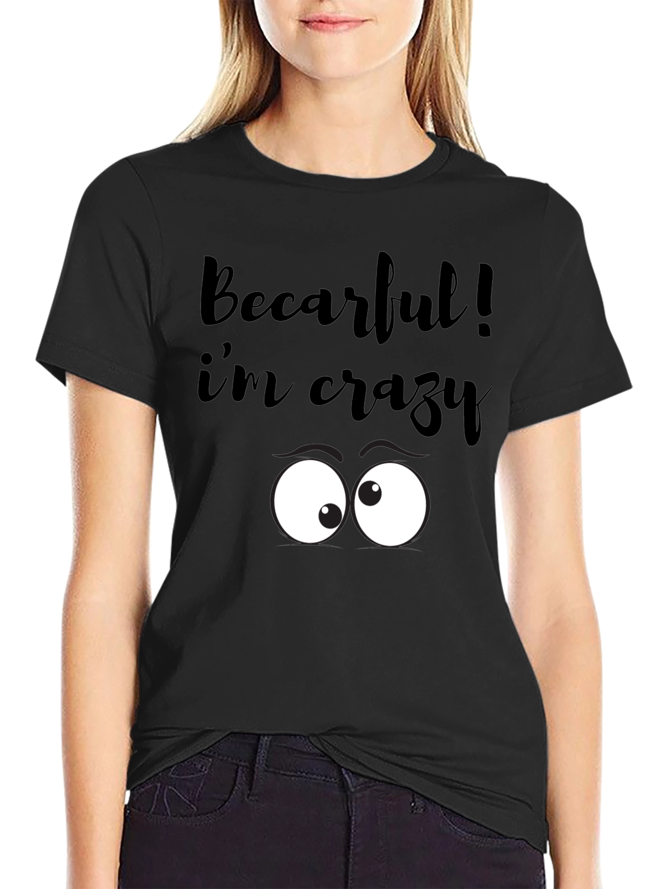Black Crazy Eyes Graphic Tee - Black view 2
