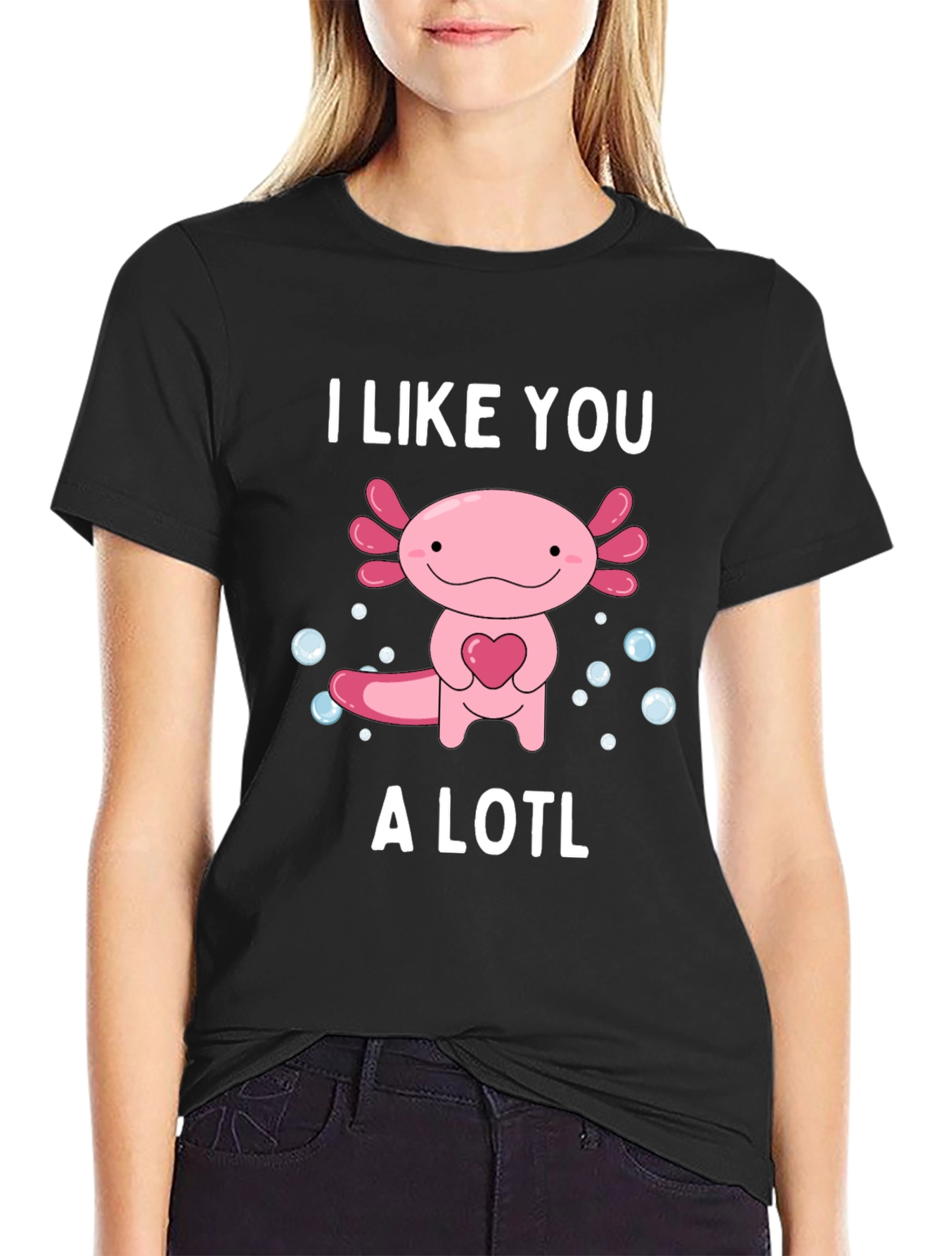 Black I Like You A Lotl Black T-Shirt view 2