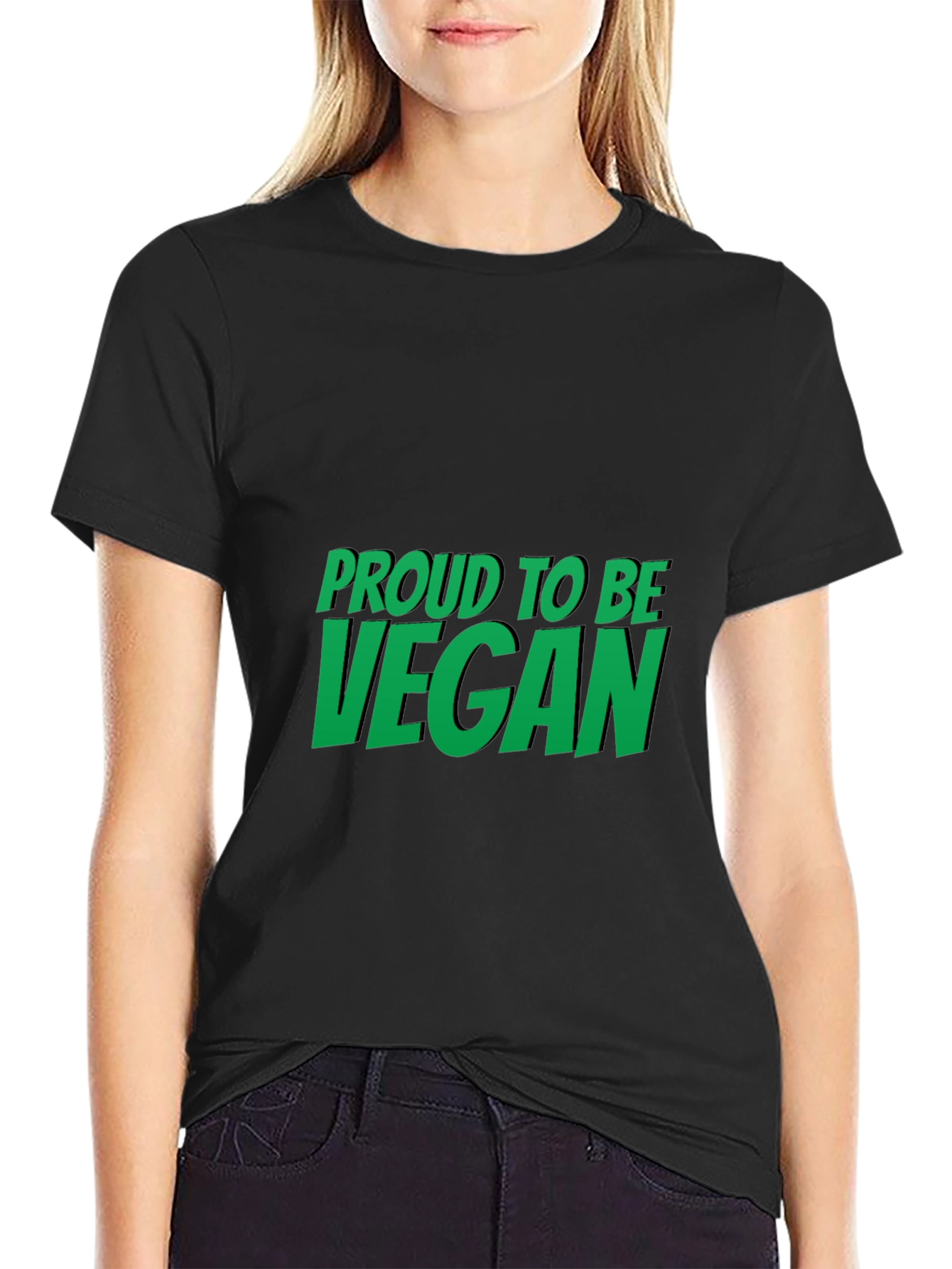 Black Proud to be Vegan Black T-Shirt view 2