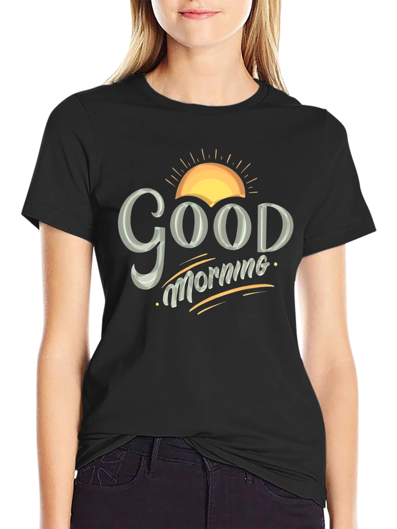 Black Good Morning Graphic Tee - Men's Black T-Shirt view 2