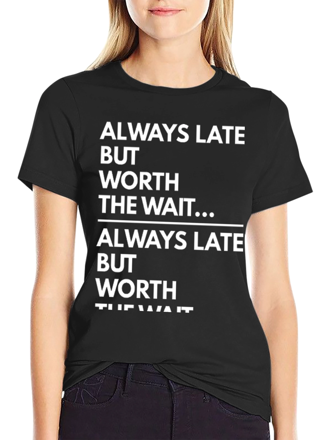 Black Always Late, Worth the Wait Graphic T-Shirt view 2