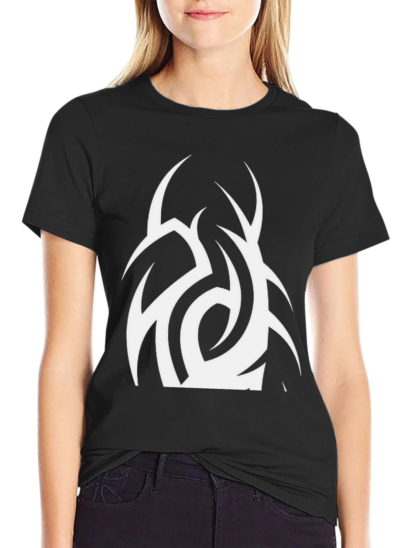 Black Abstract Graphic Black T-Shirt view 2