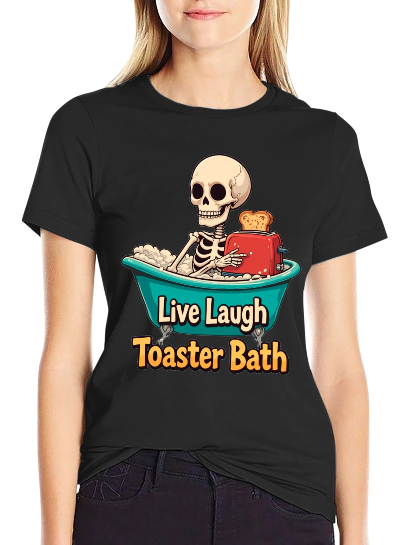 Black Live Laugh Toaster Bath T-Shirt view 2