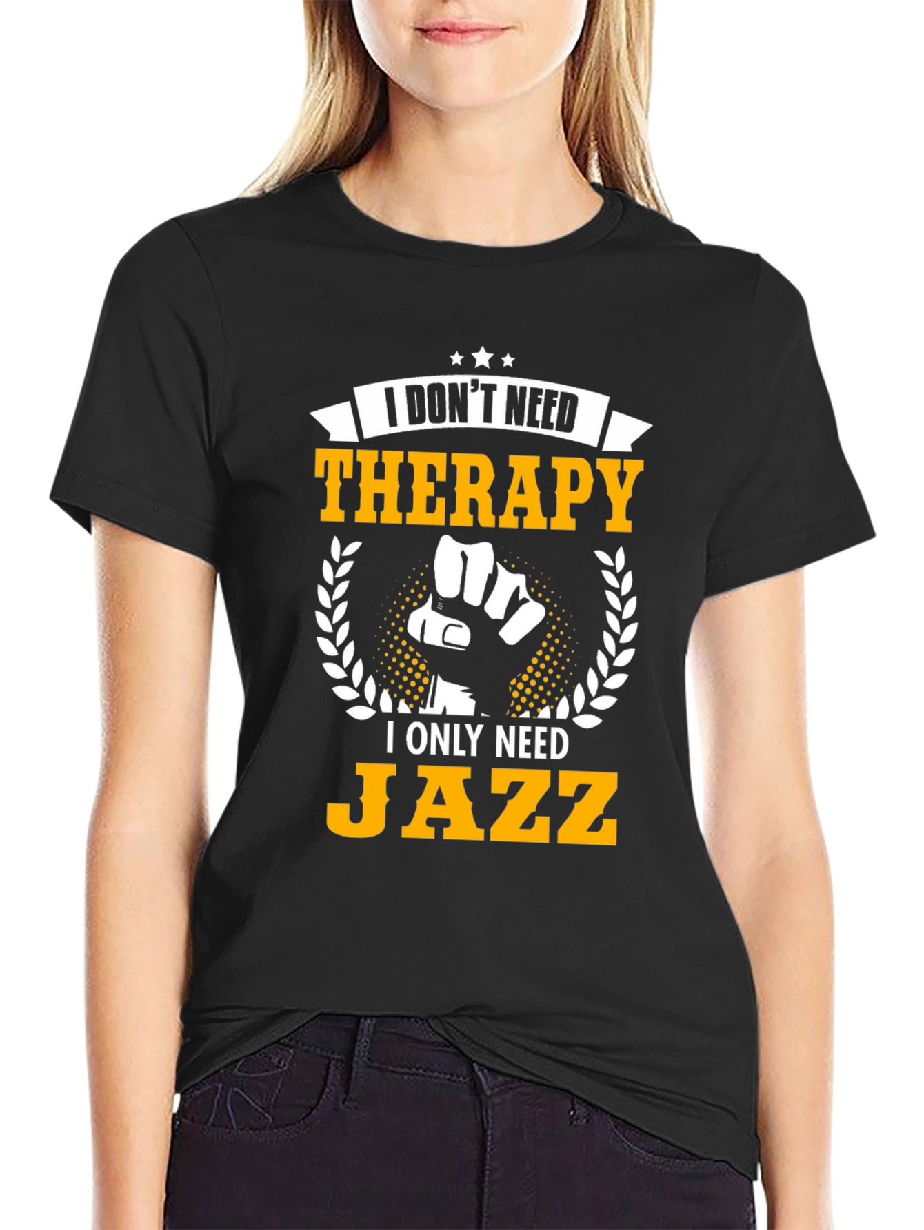 Black Jazz Therapy T-Shirt: Music Lover Graphic Tee view 2