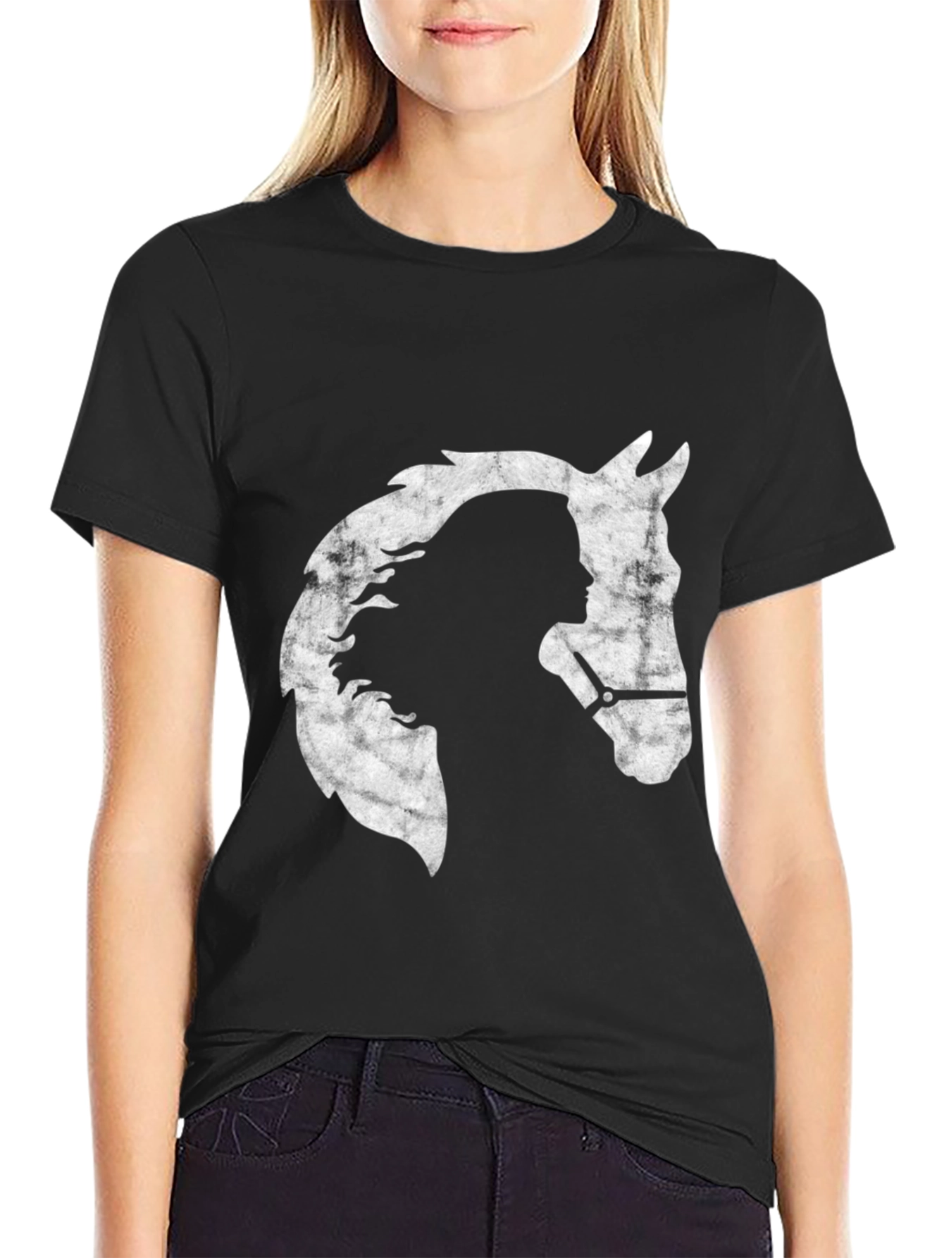 Black Horse & Rider Graphic Tee - Equestrian Style Shirt view 2