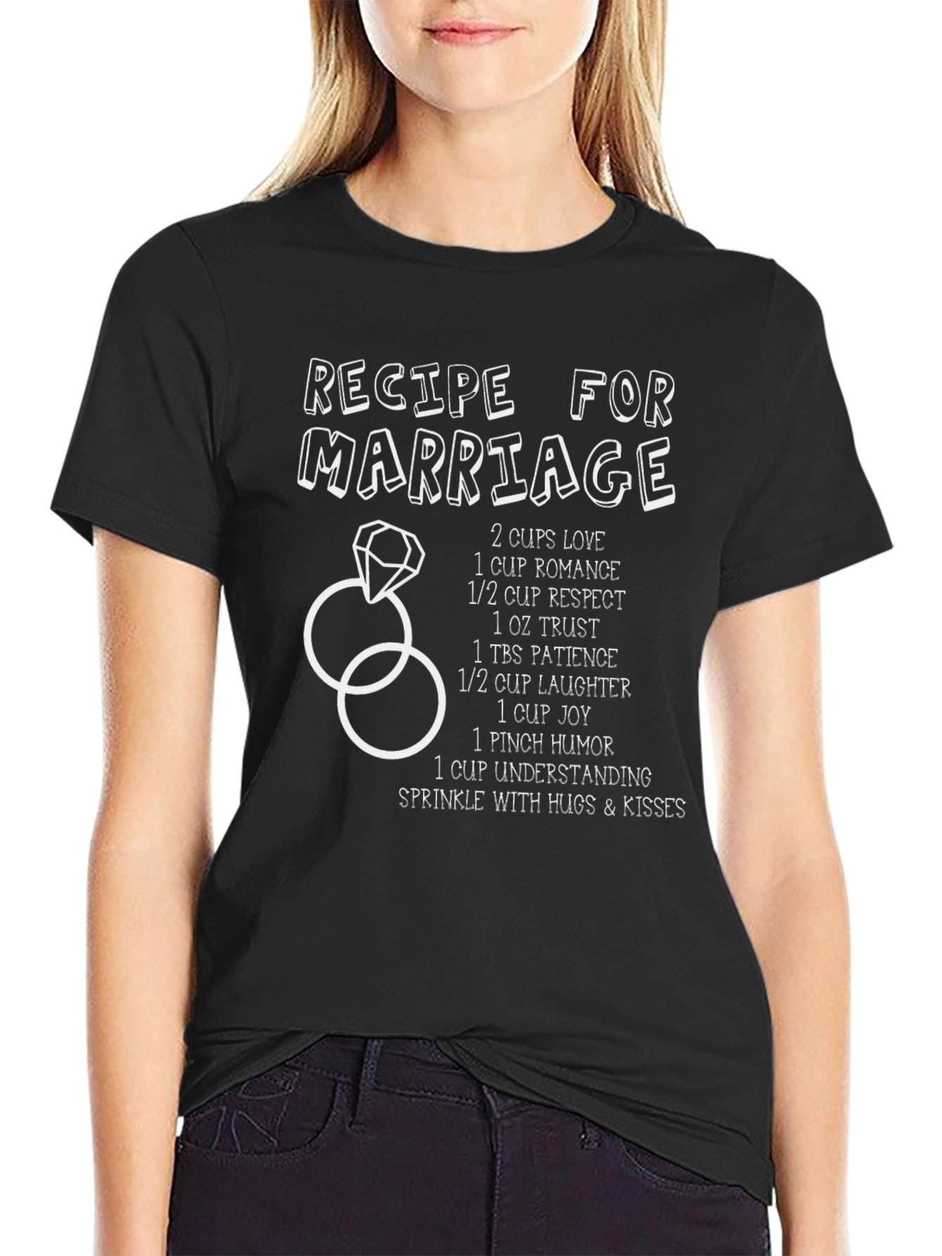 Black Recipe For Marriage Graphic Tee - Funny Wedding T-Shirt view 2