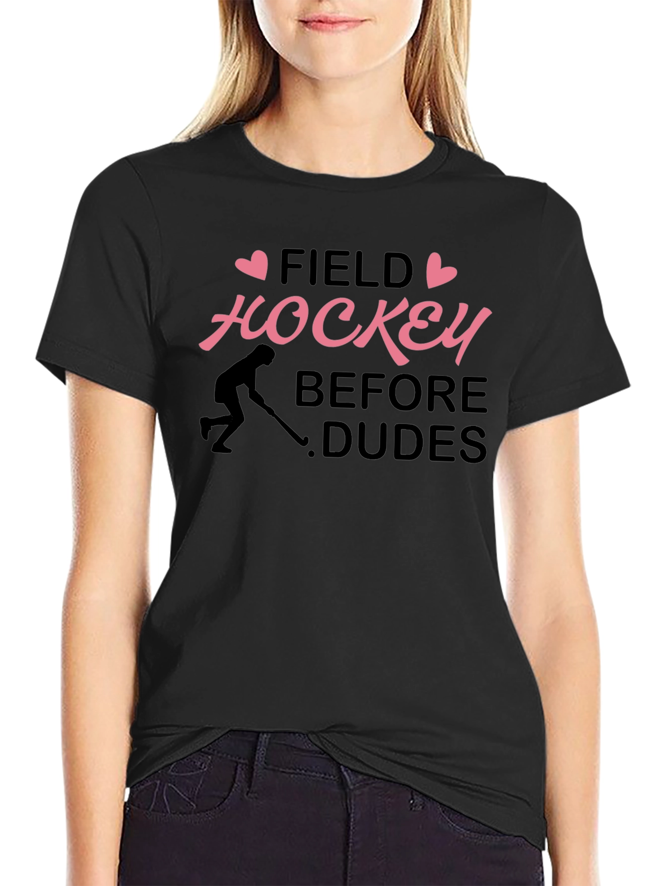 Black Field Hockey Before Dudes Graphic T-Shirt view 2