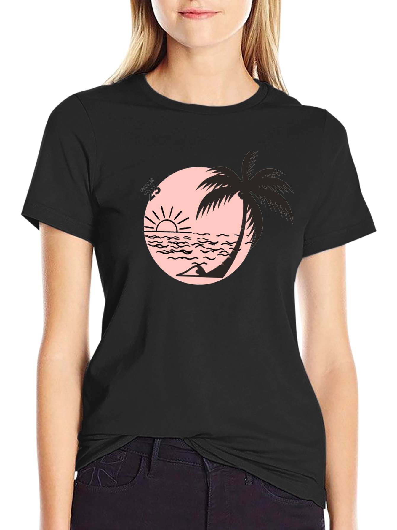 Black Black Beach Palm Graphic Tee view 2