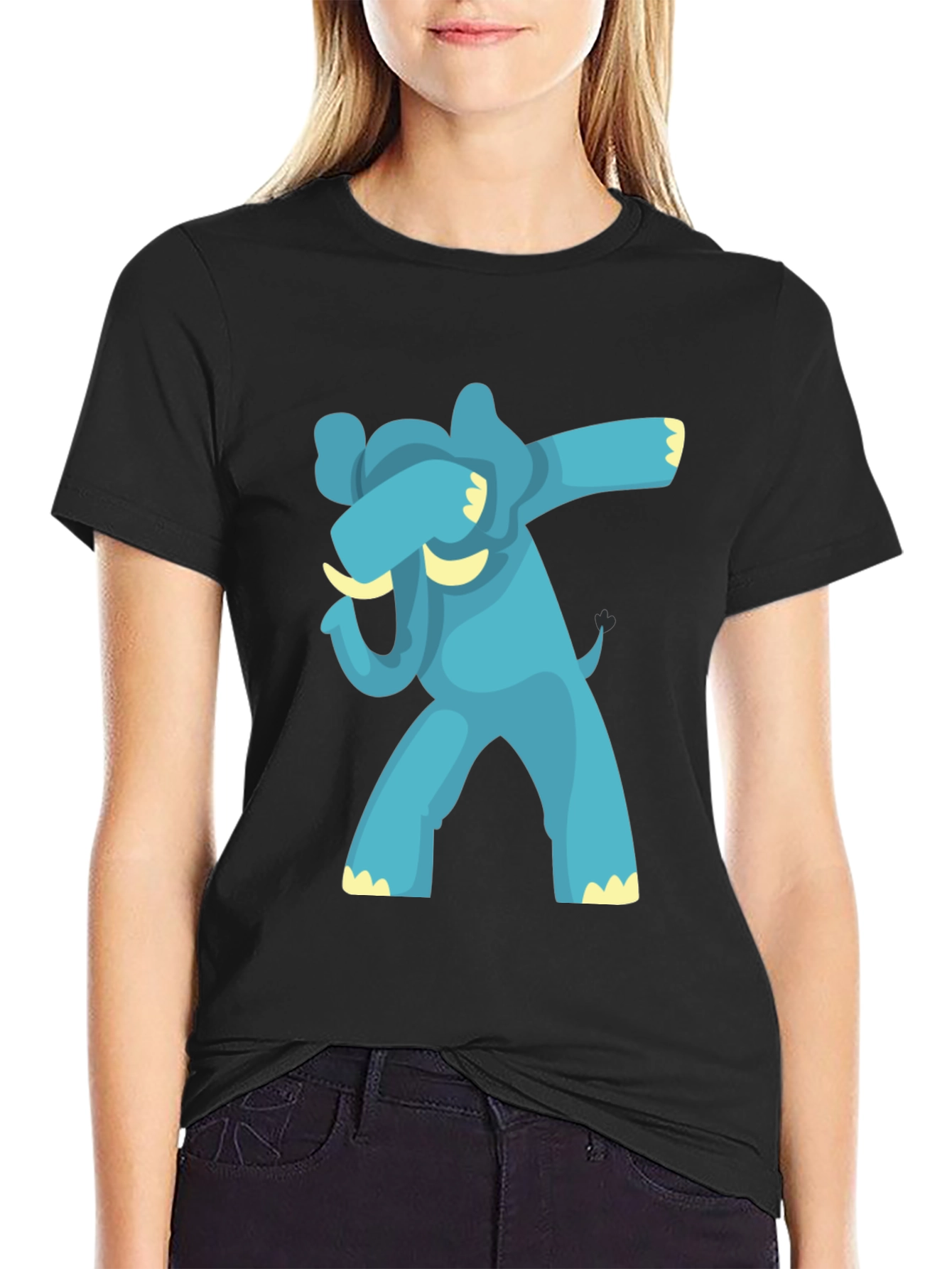 Black Dabbing Elephant Graphic Tee - Black view 2