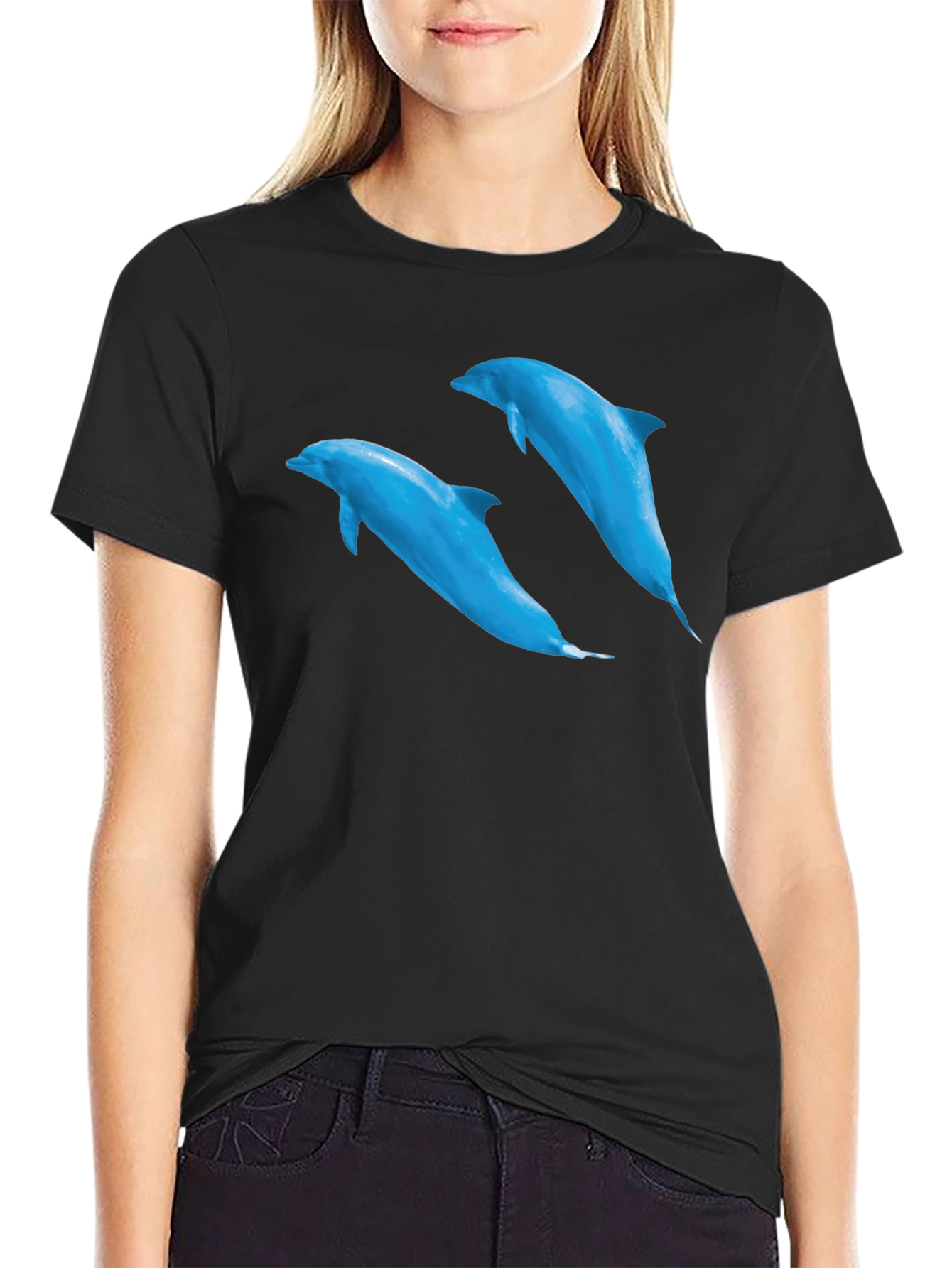 Black Dolphin Graphic Tee - Black Short Sleeve T-Shirt view 2