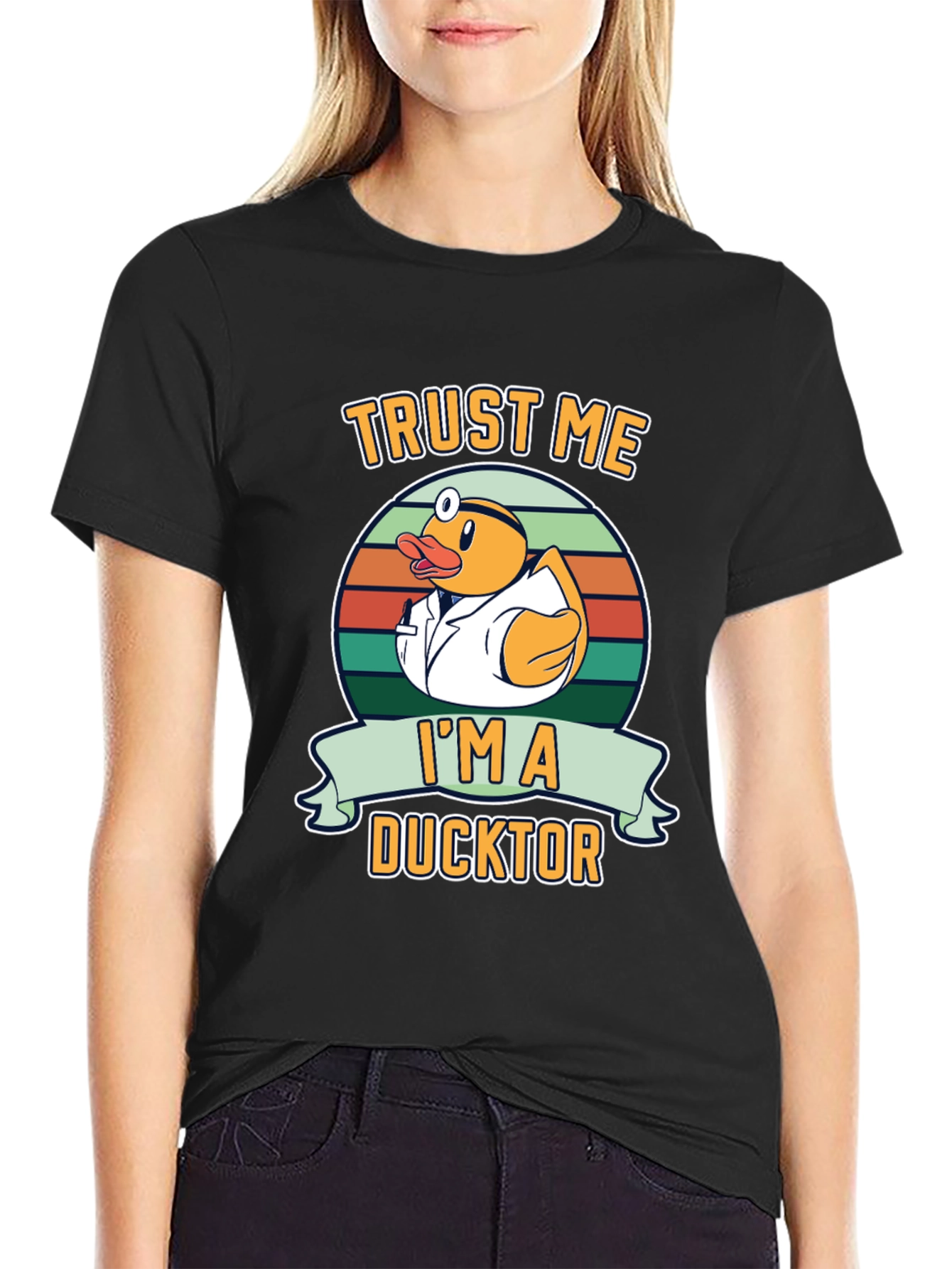 Black Trust Me I'm a Ducktor Graphic T-Shirt view 2