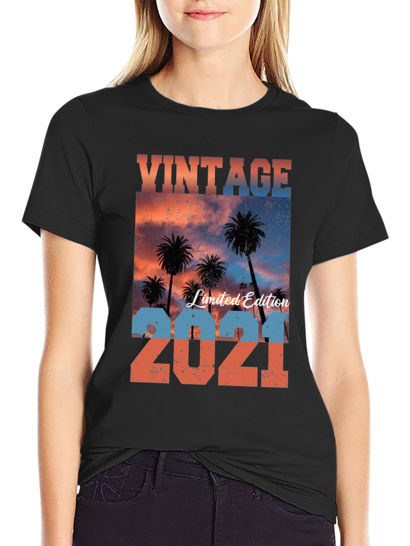 Black Vintage Limited Edition 2021 Palm Tree T-Shirt view 2