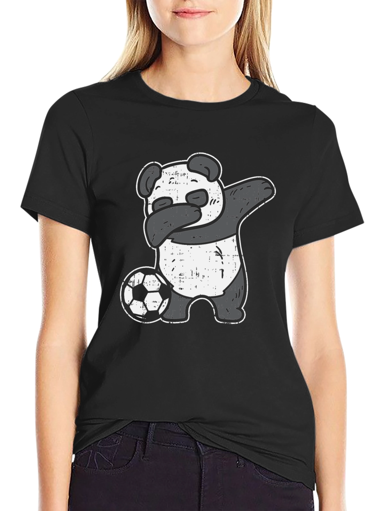 Black Panda Soccer Dab T-Shirt view 2