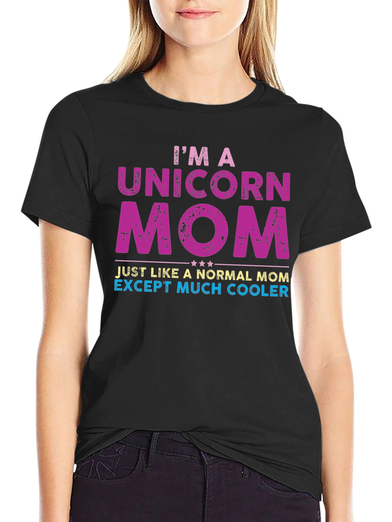 Black Unicorn Mom T-Shirt - Much Cooler Than Normal! view 2