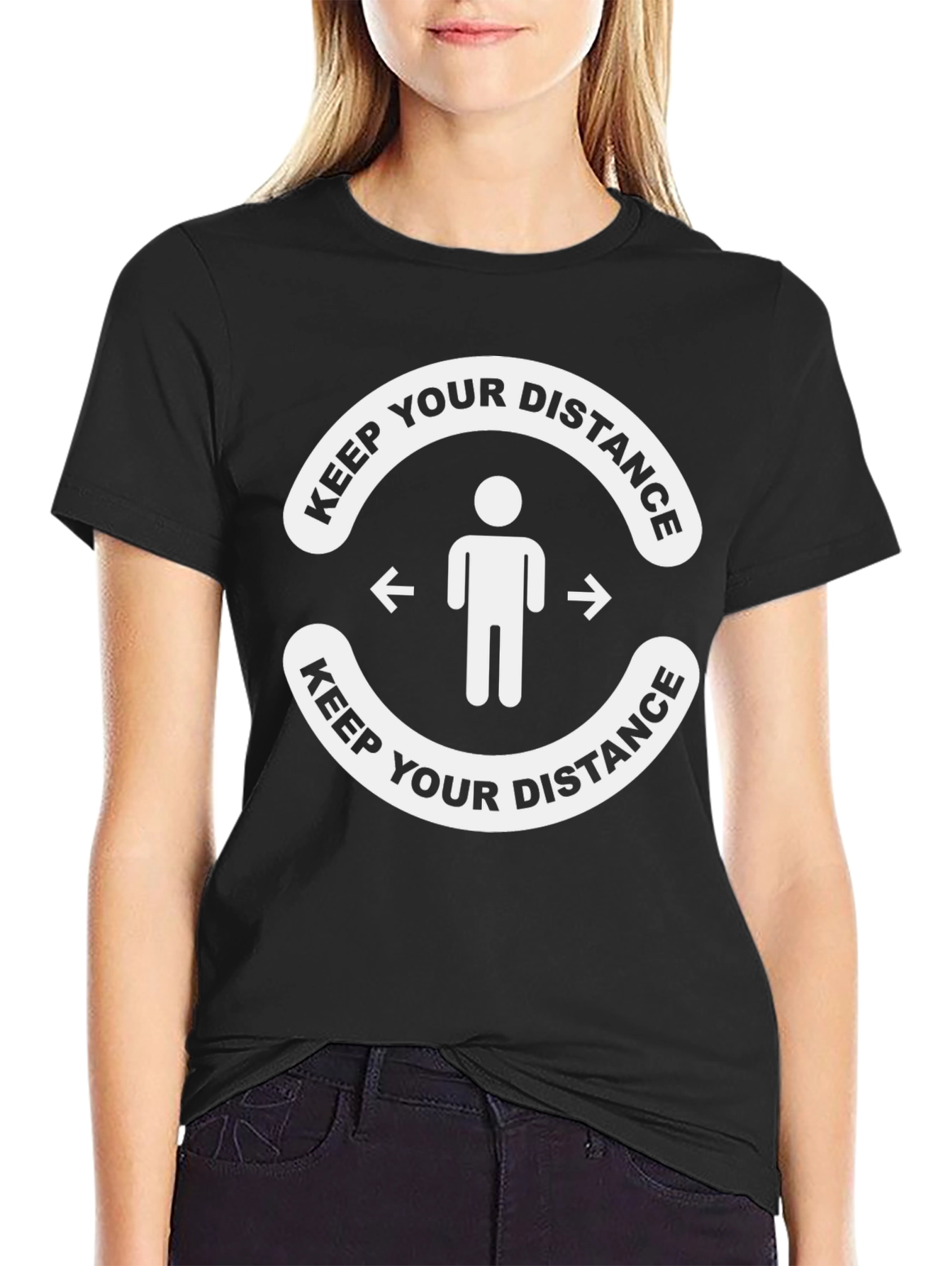 Black Keep Your Distance Graphic Tee - Black view 2