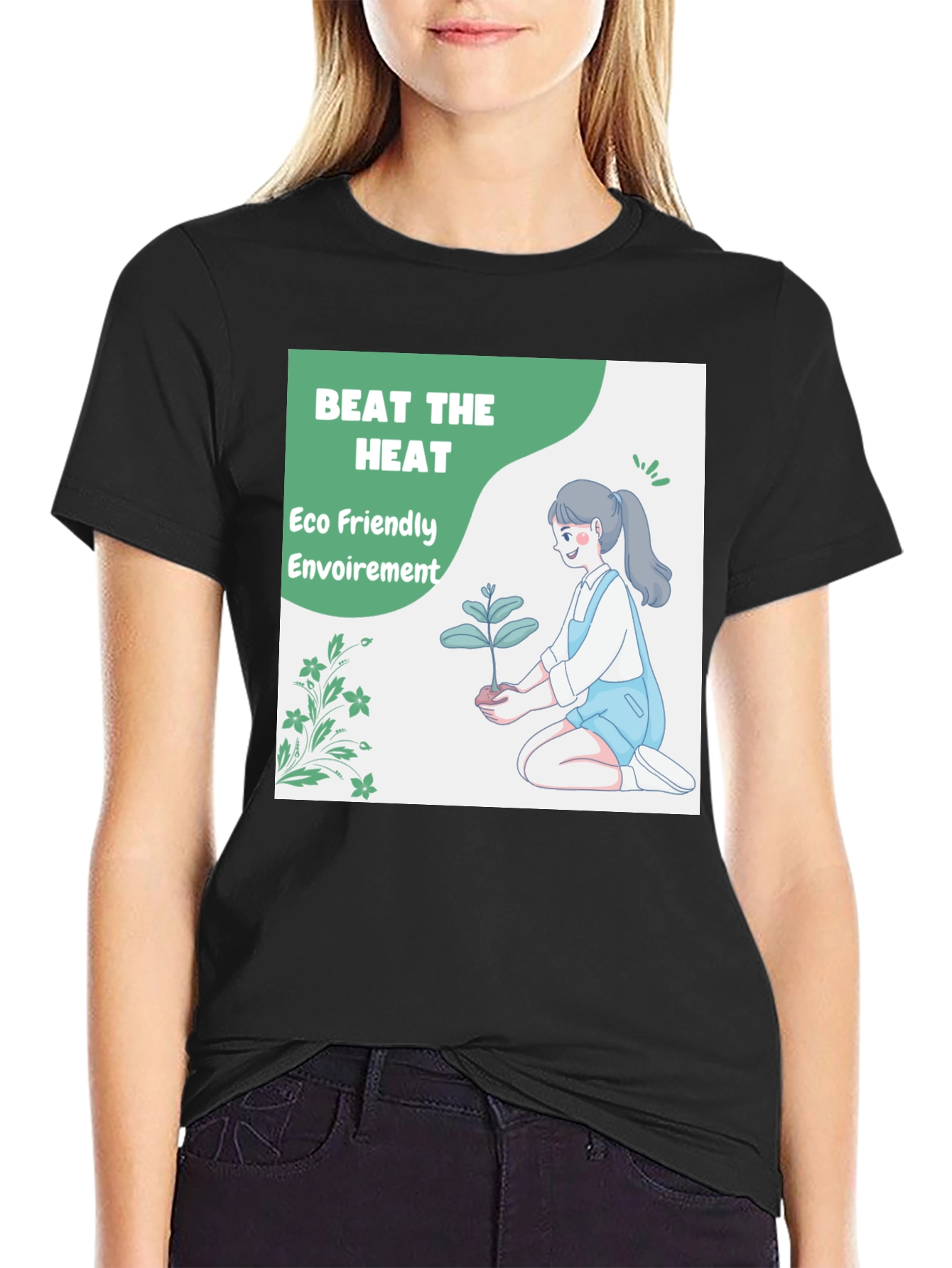Black Eco Friendly T-Shirt - Beat the Heat view 2