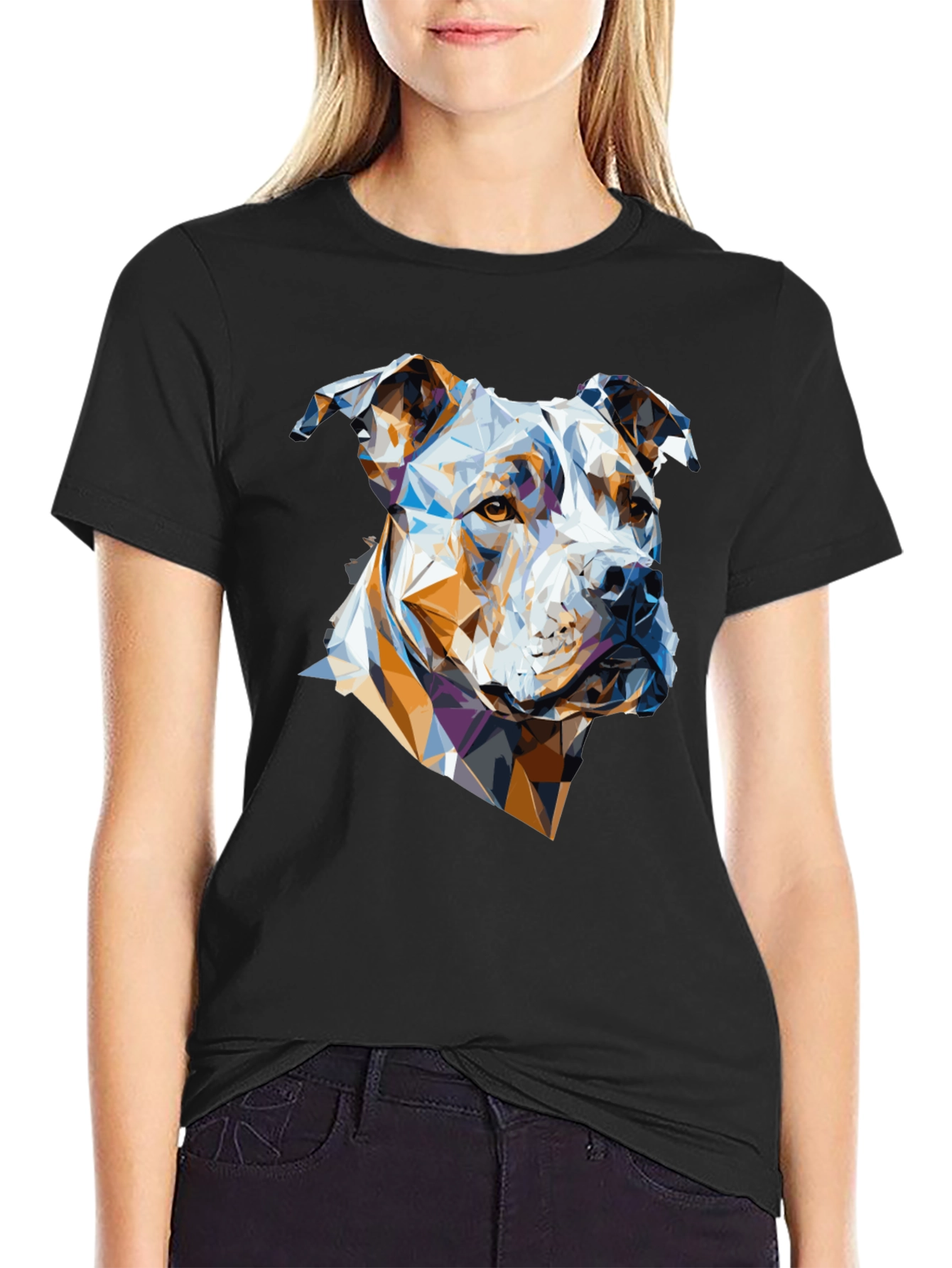 Black Geometric Dog Graphic Tee - Modern Canine Art view 2