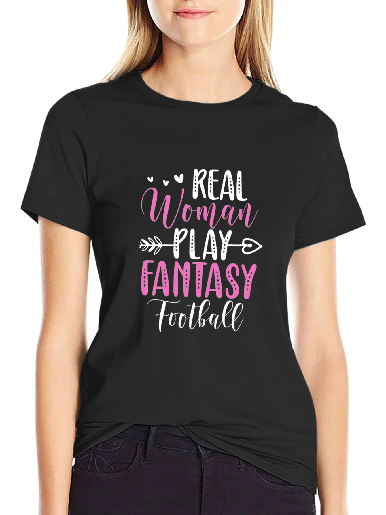 Black Real Woman Play Fantasy Football Graphic Tee view 2