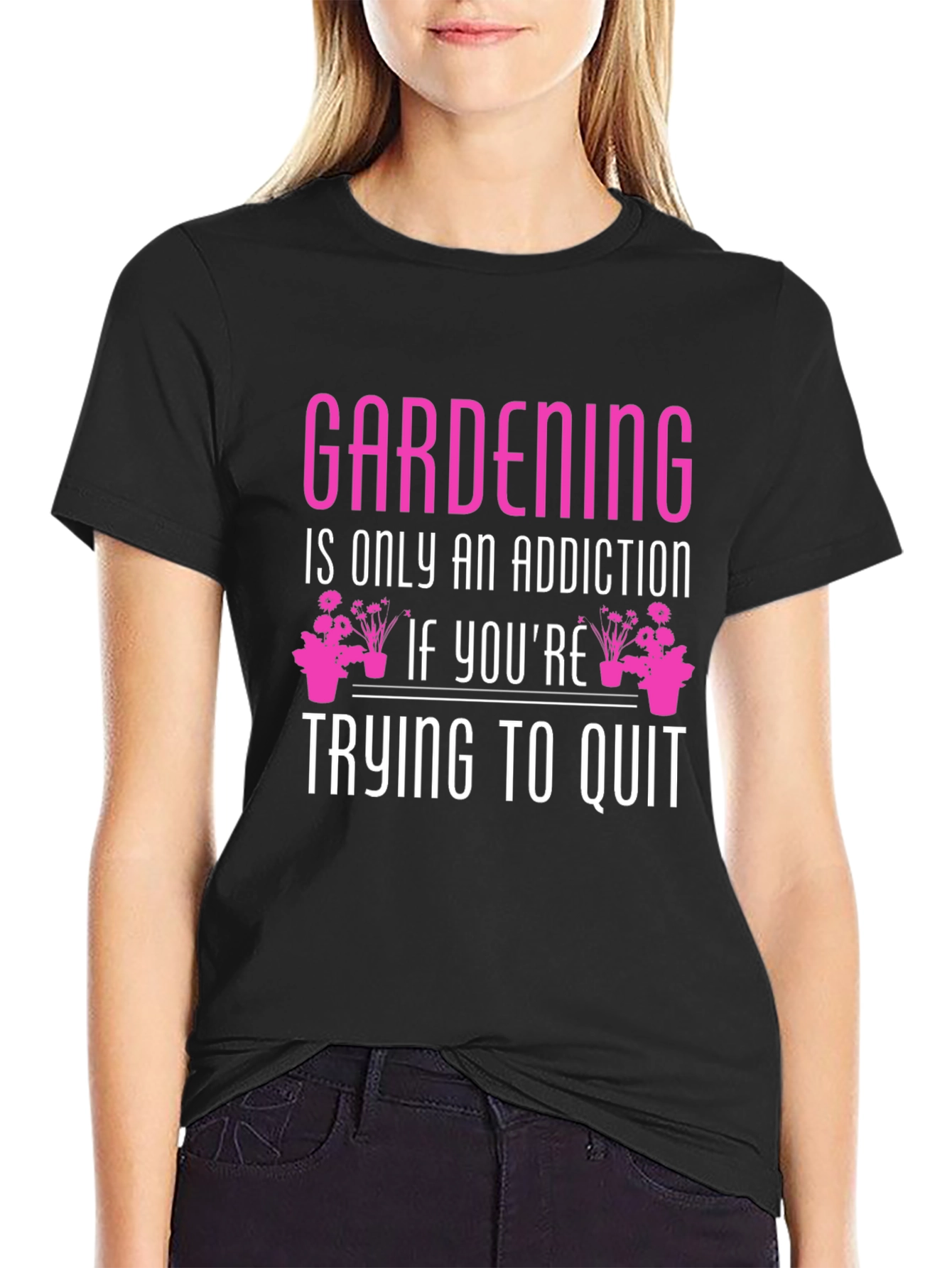 Black Gardening Addiction T-Shirt view 2